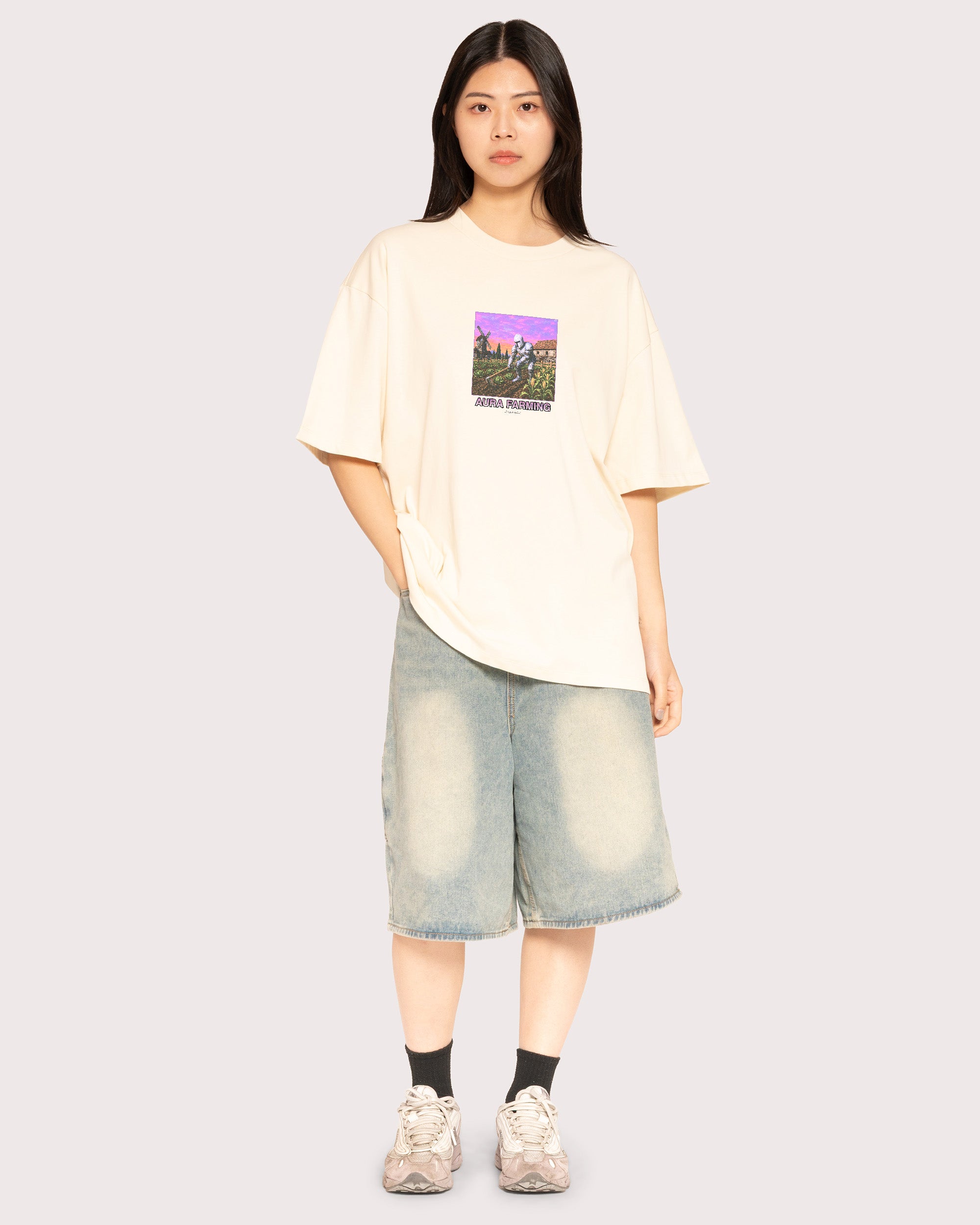 Aura Farming Natural Oversized Tee