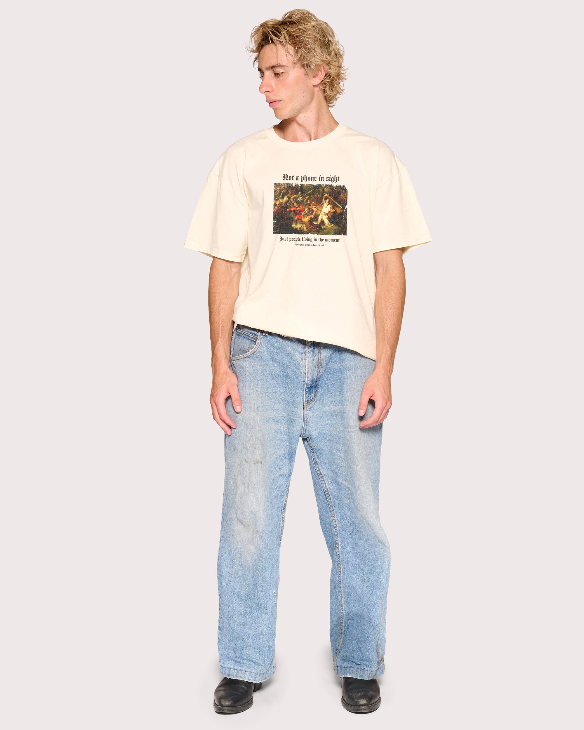 Not a Phone in Sight Natural T-Shirt