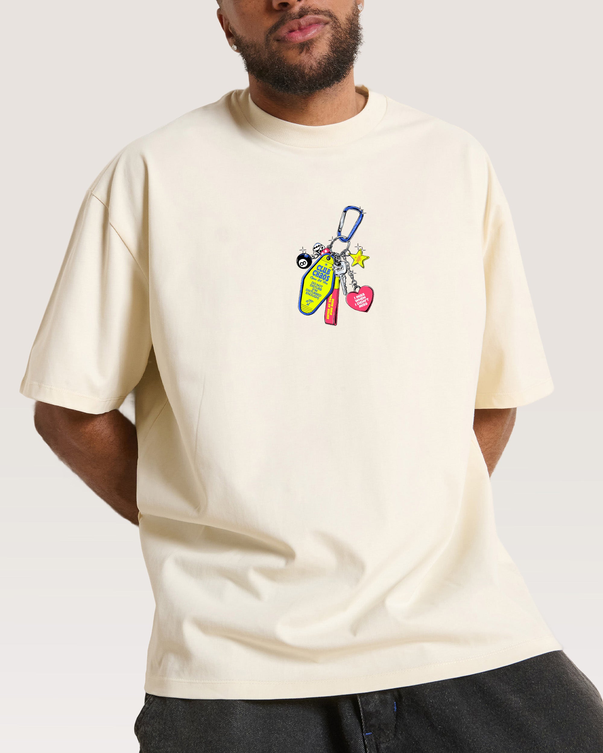 Club Chaos Key Chain Natural Oversized Tee