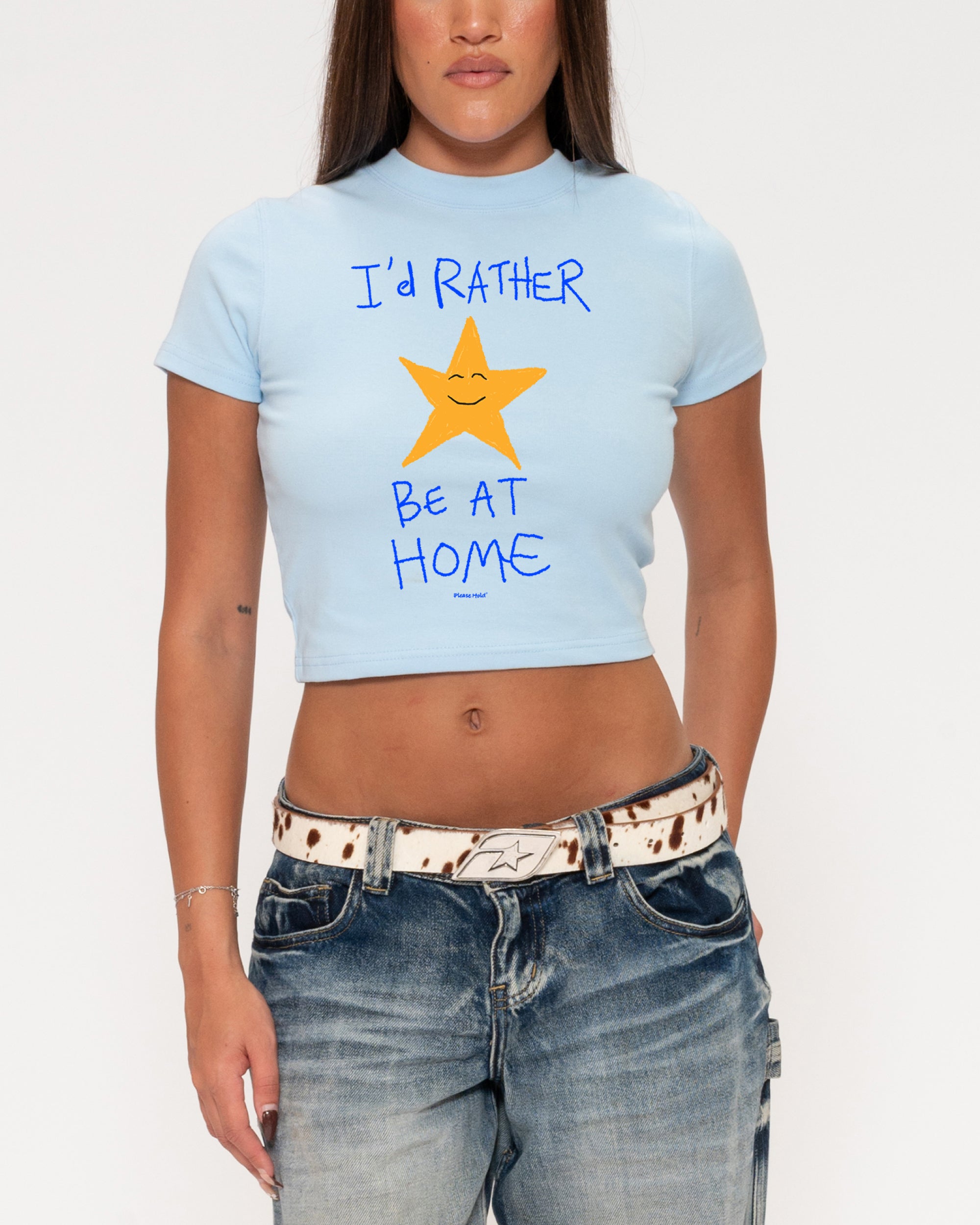 I'd Rather Be At Home Blue Baby Tee