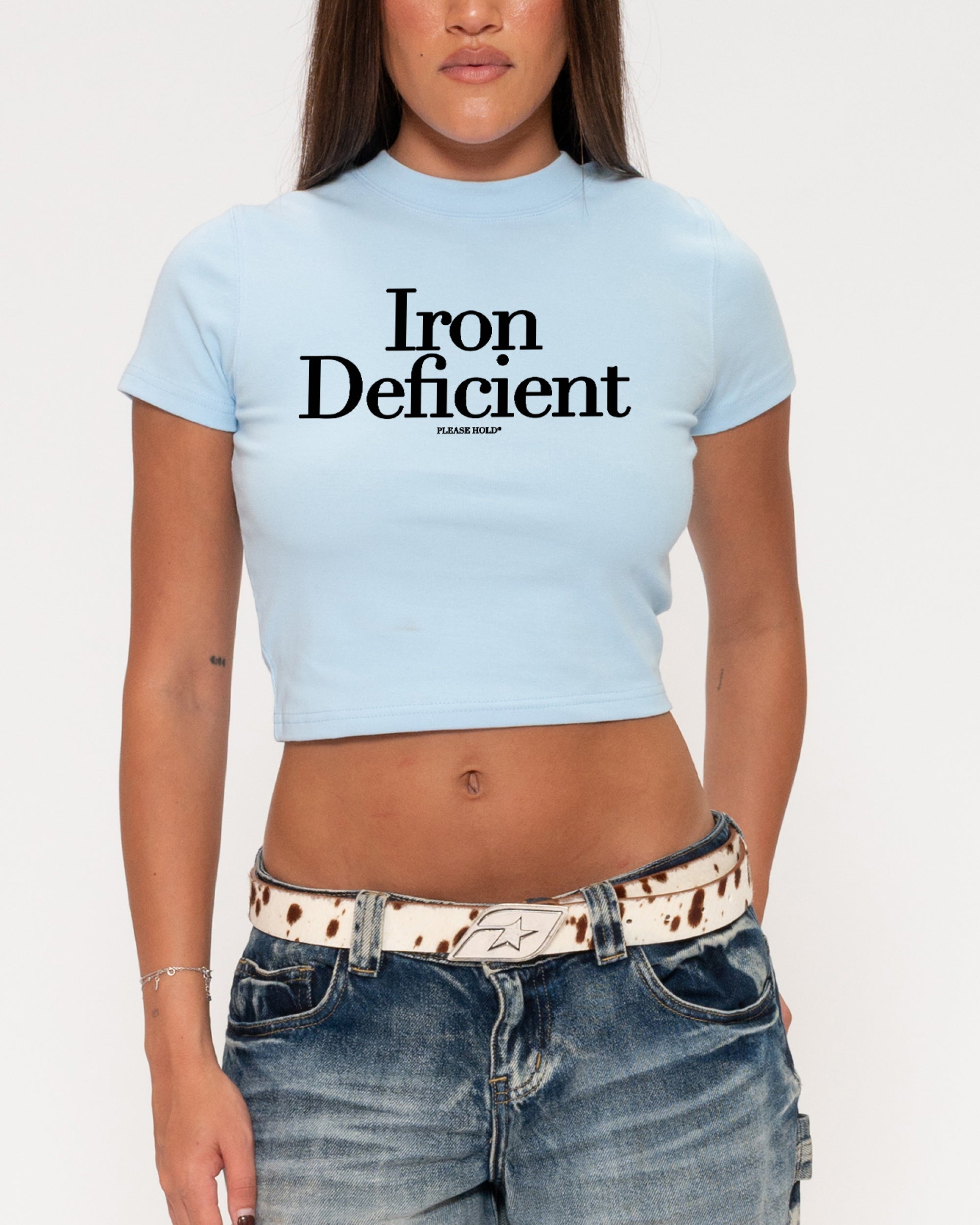 Iron Deficient Blue Baby Tee