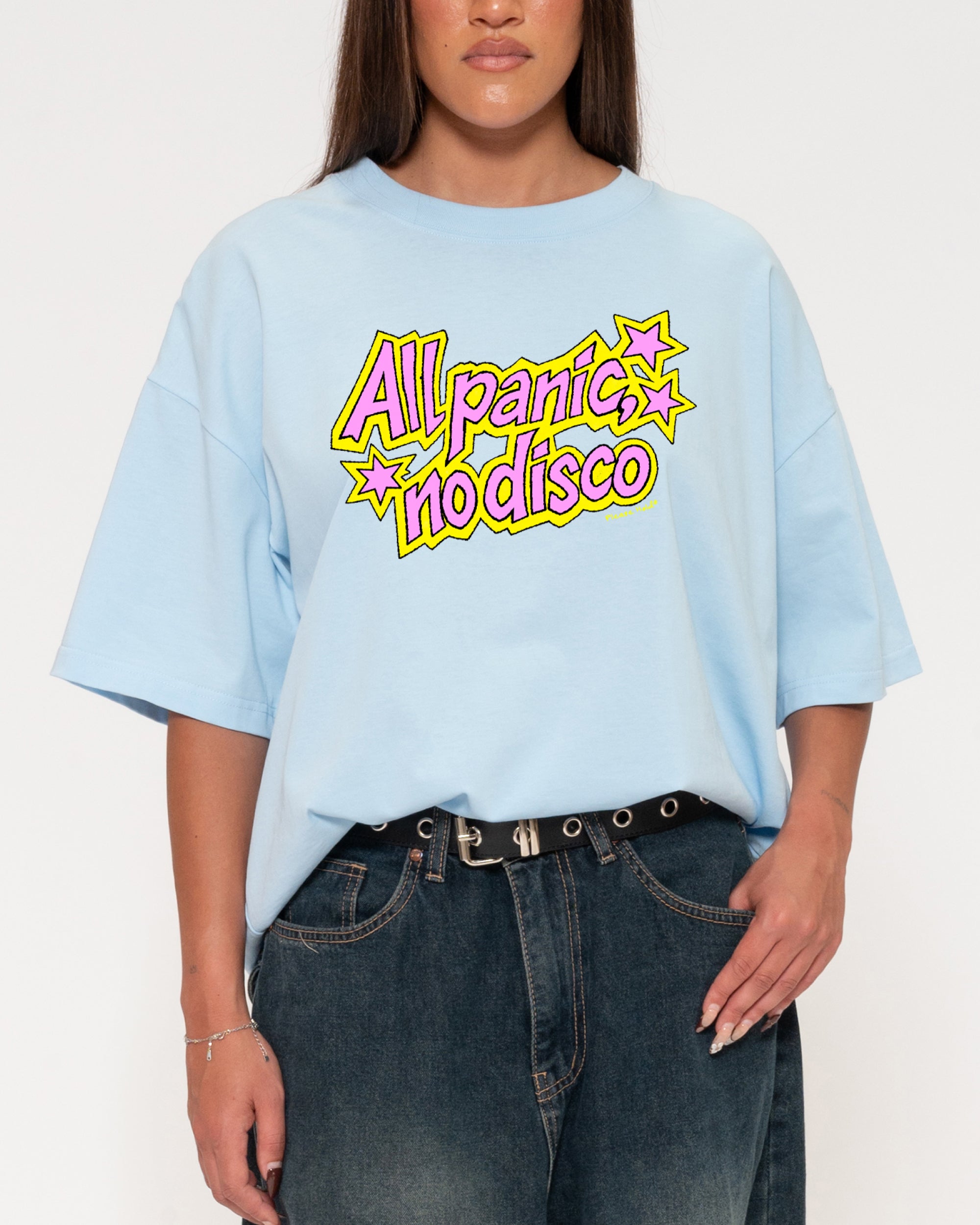 All Panic, No Disco Blue Boxy Crop Tee