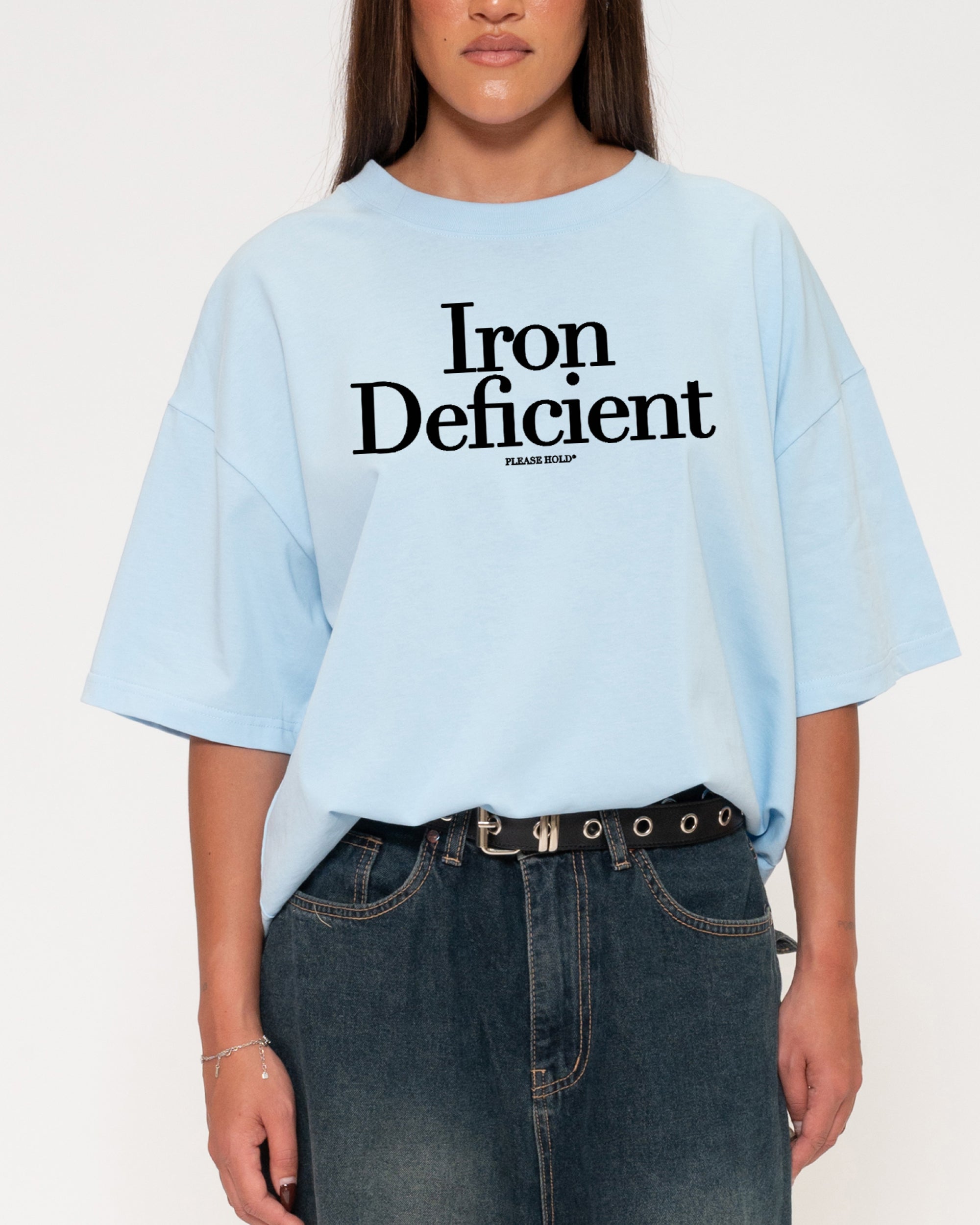 Iron Deficient Blue Boxy Crop Tee