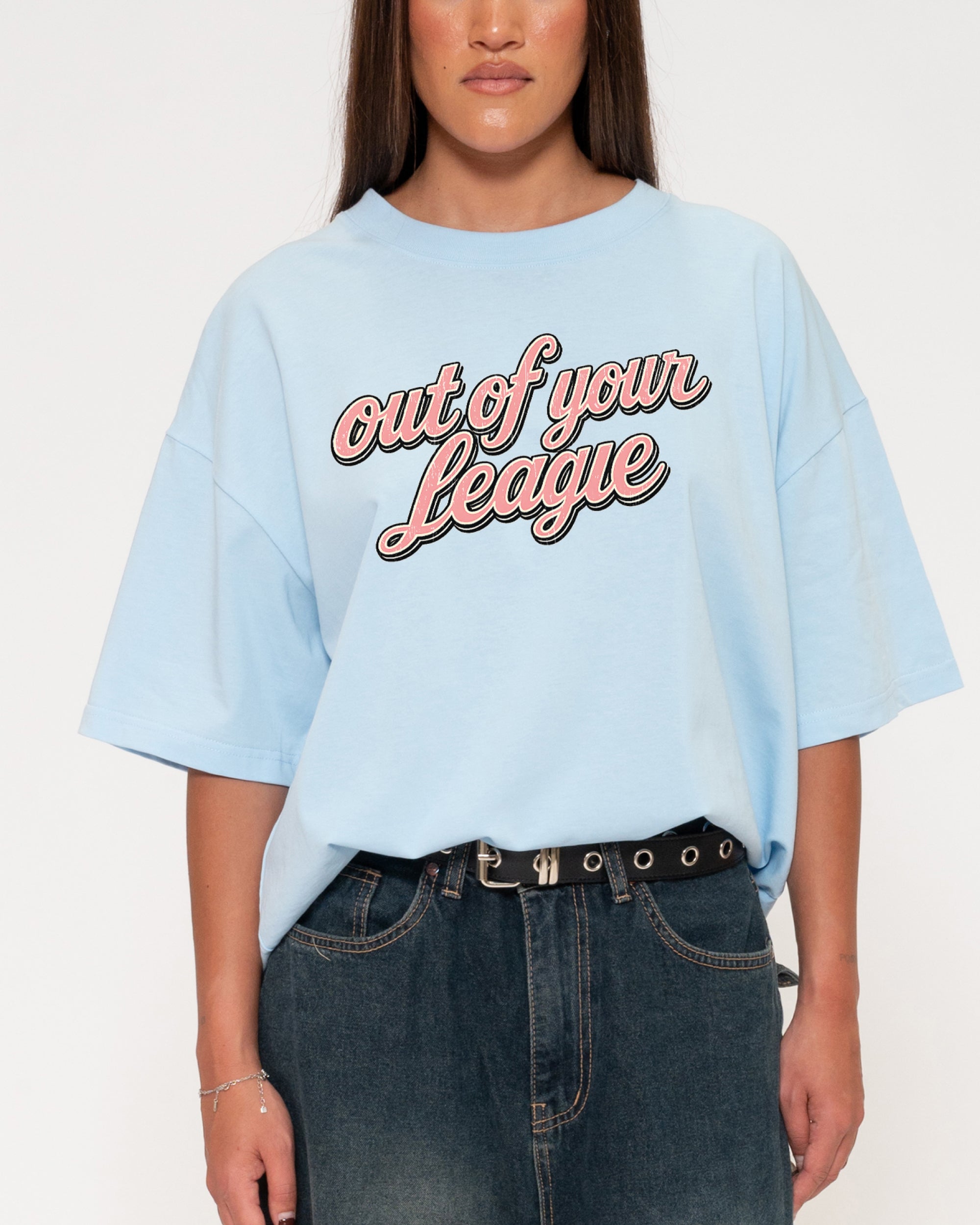 Out of Your League Blue Boxy Crop Tee