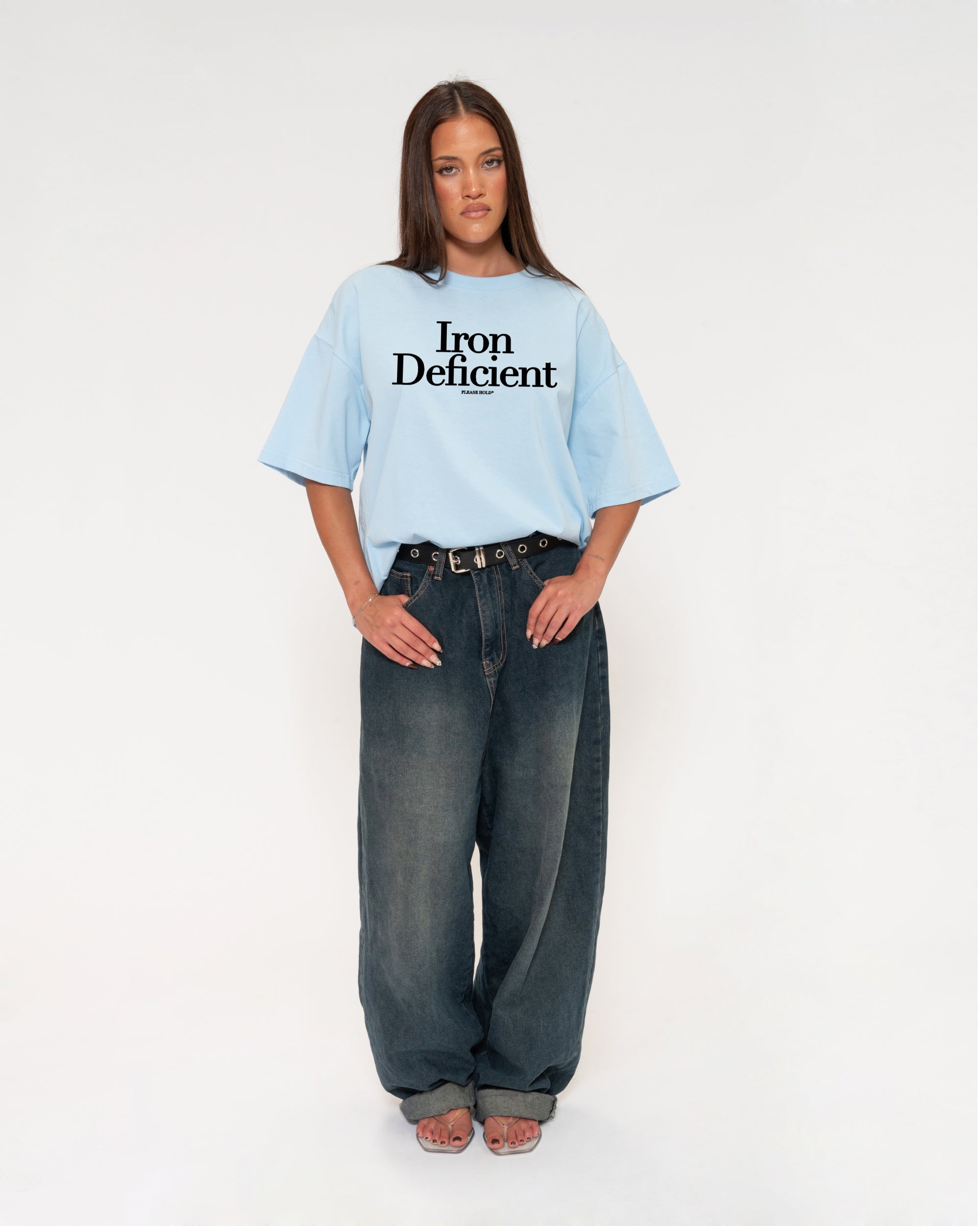 Iron Deficient Blue Boxy Crop Tee