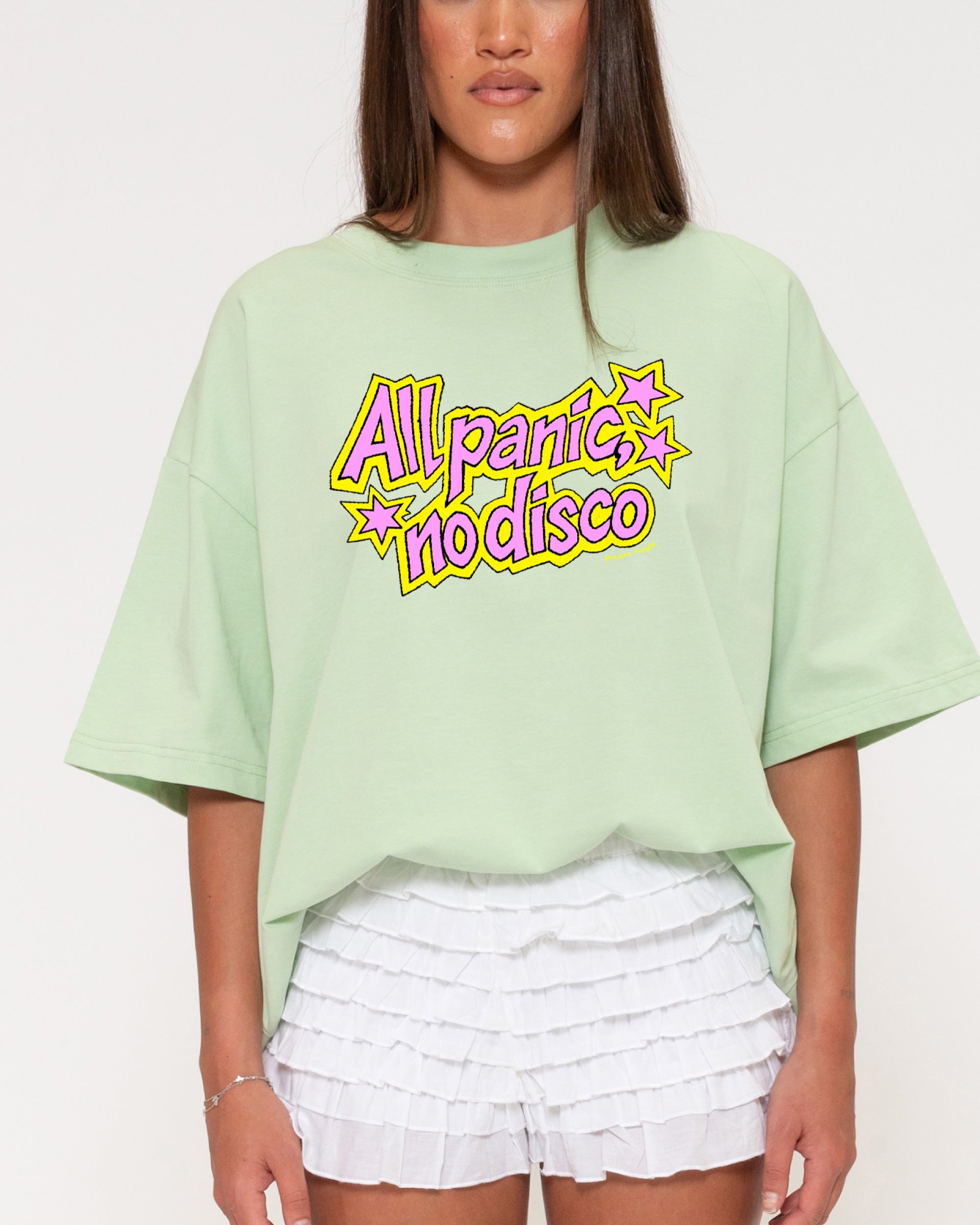 All Panic, No Disco Green Boxy Crop Tee