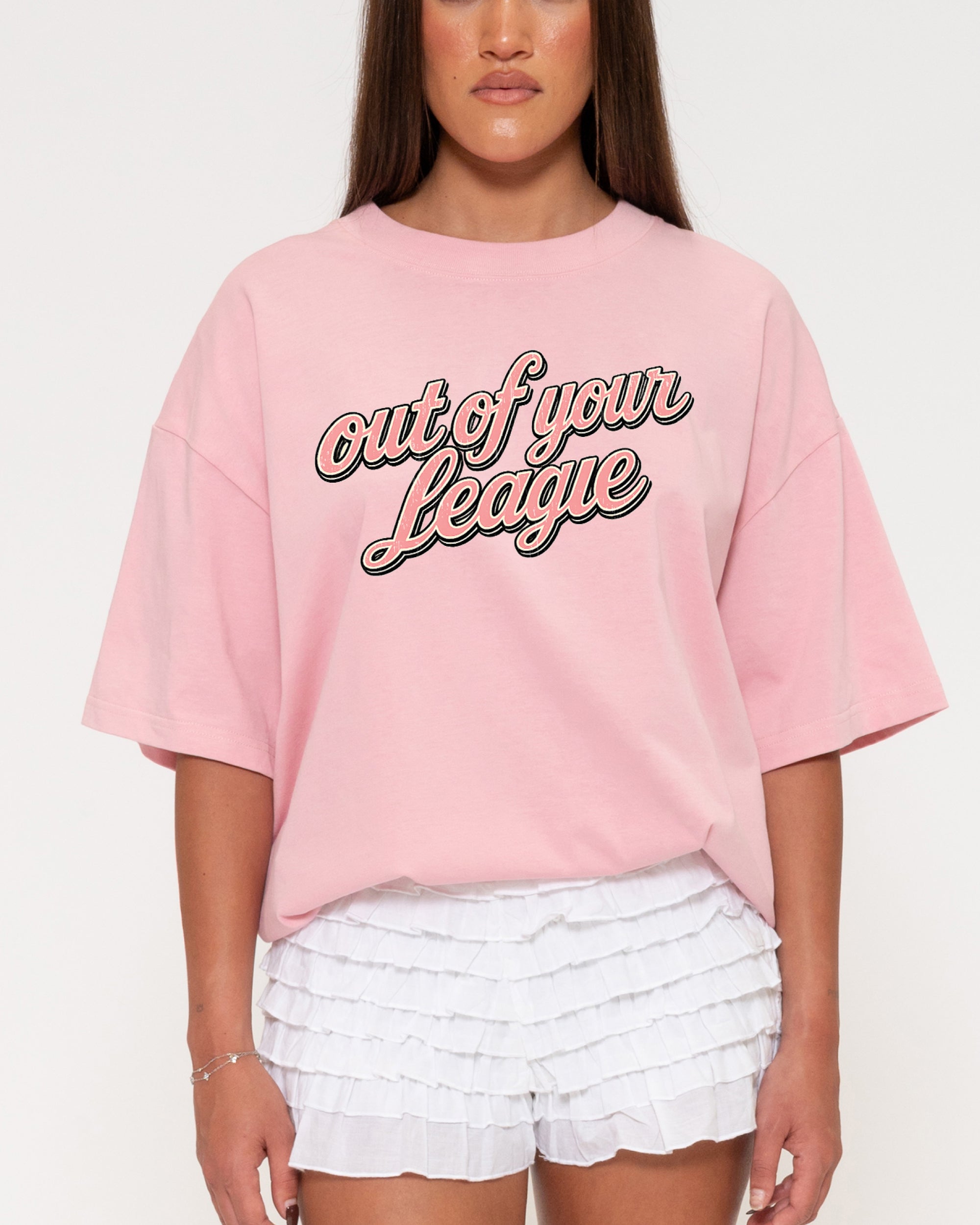 Out of Your League Pink Boxy Crop Tee