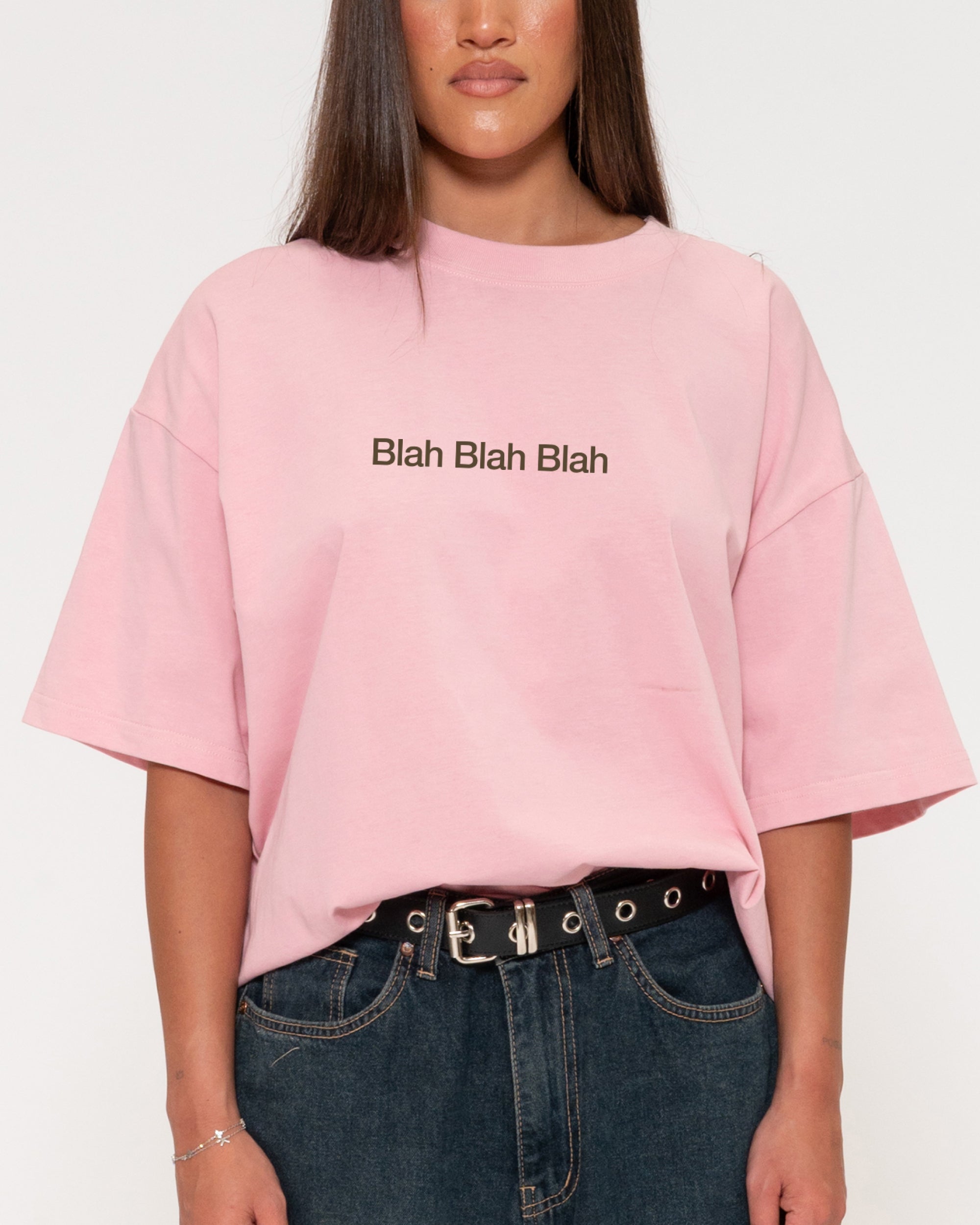 Blah Blah Blah Pink Boxy Crop Tee