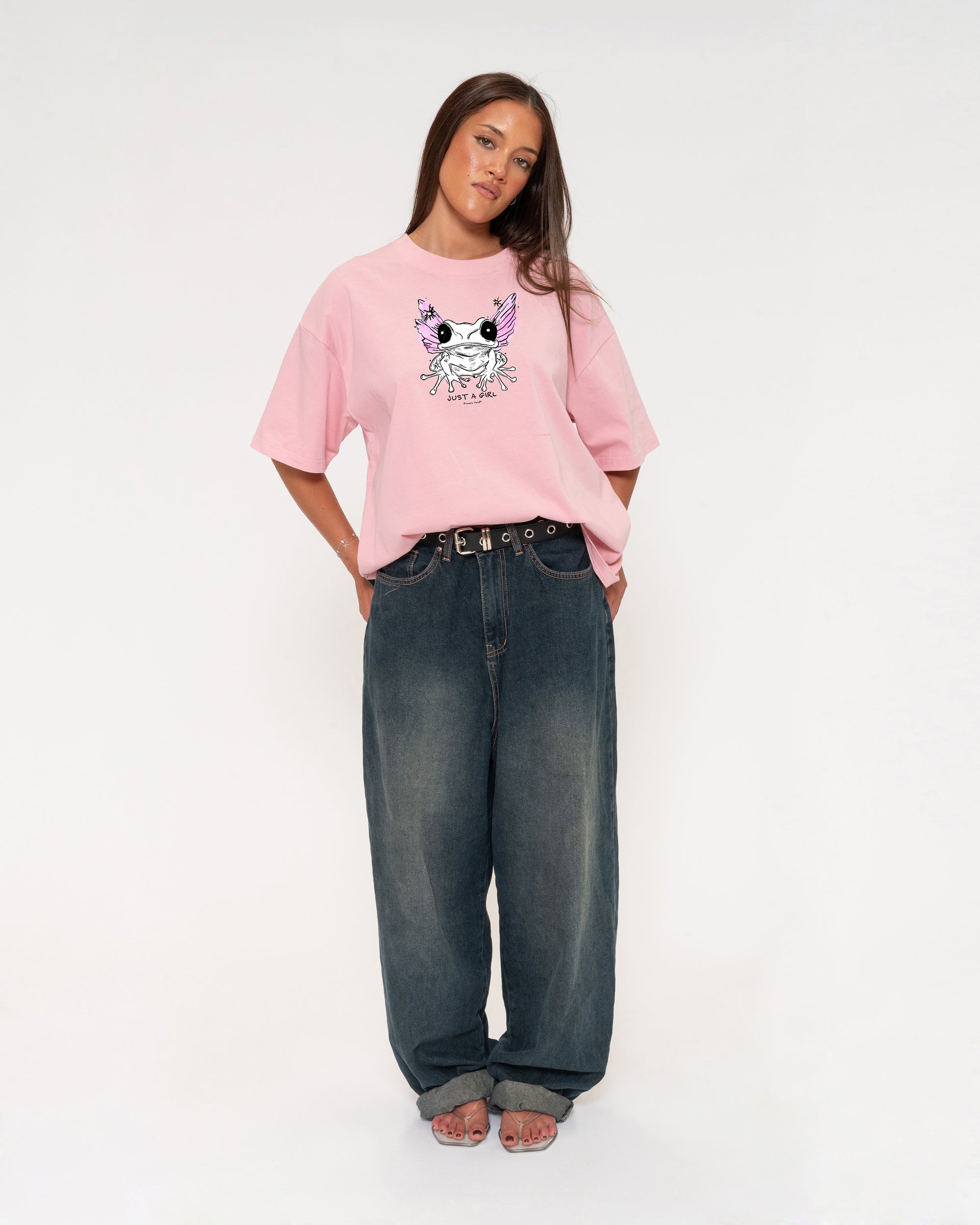 Just a Girl Pink Boxy Crop Tee