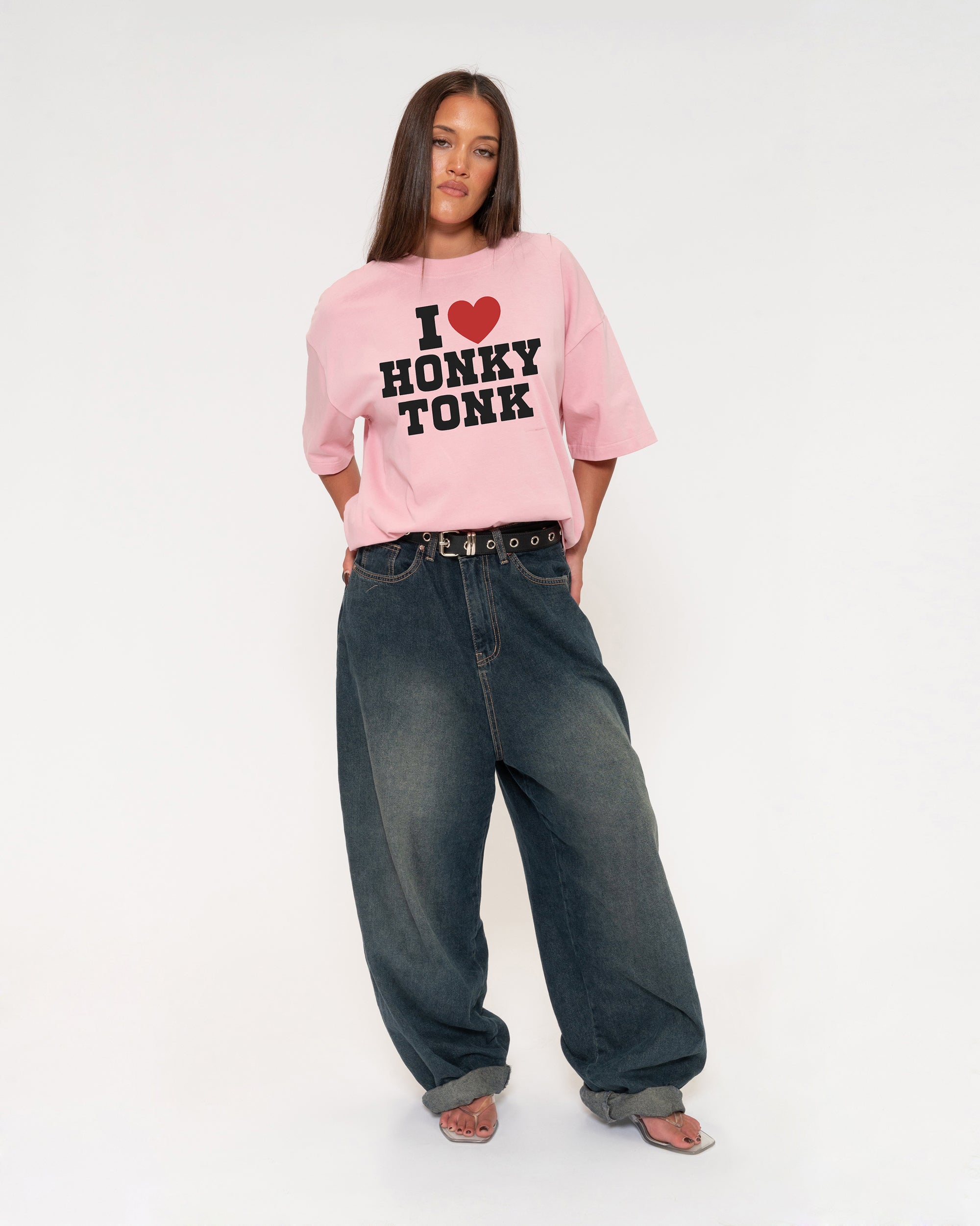 I Love Honky Tonk Pink Boxy Crop Tee
