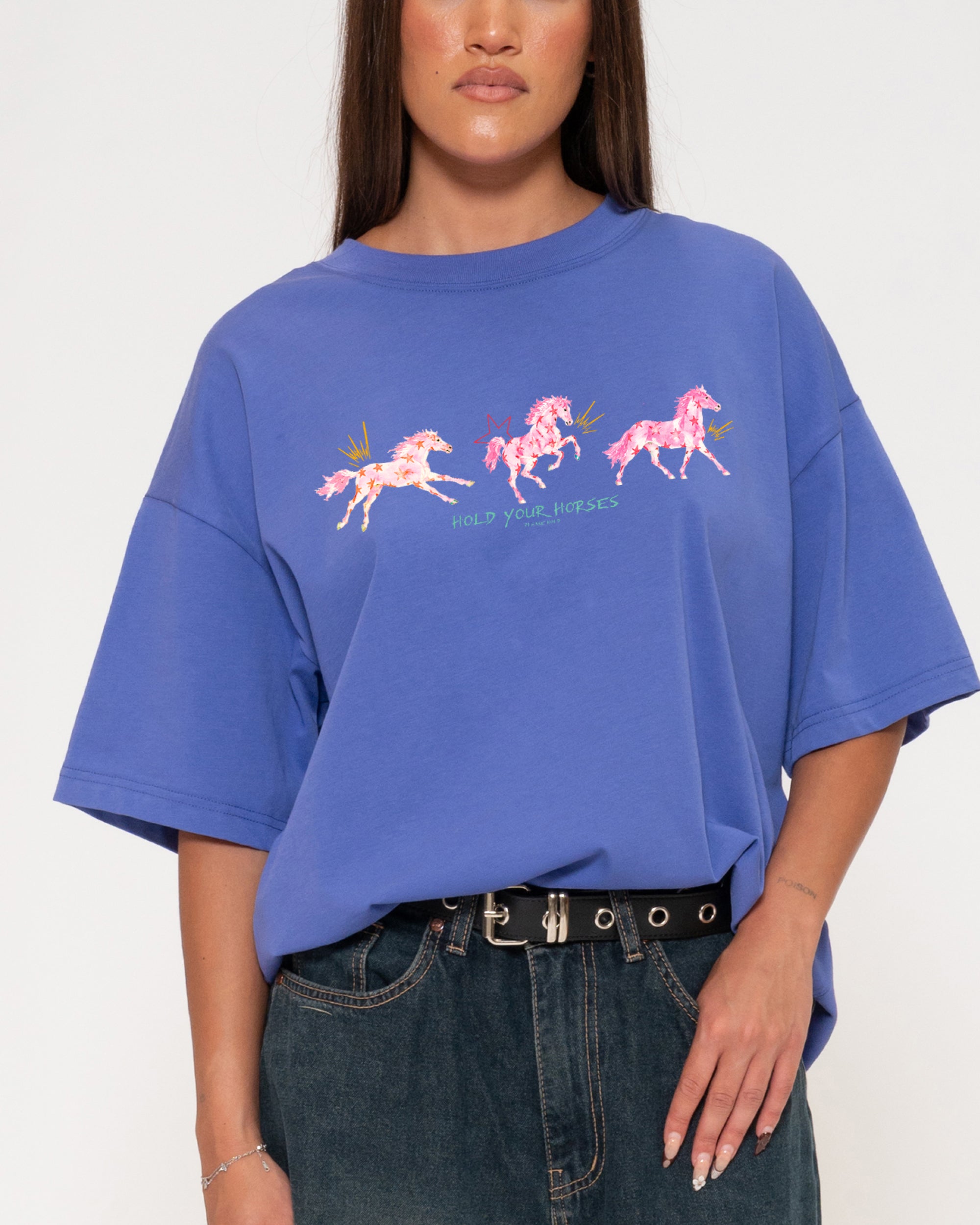 Hold Your Horses Purple Boxy Crop Tee