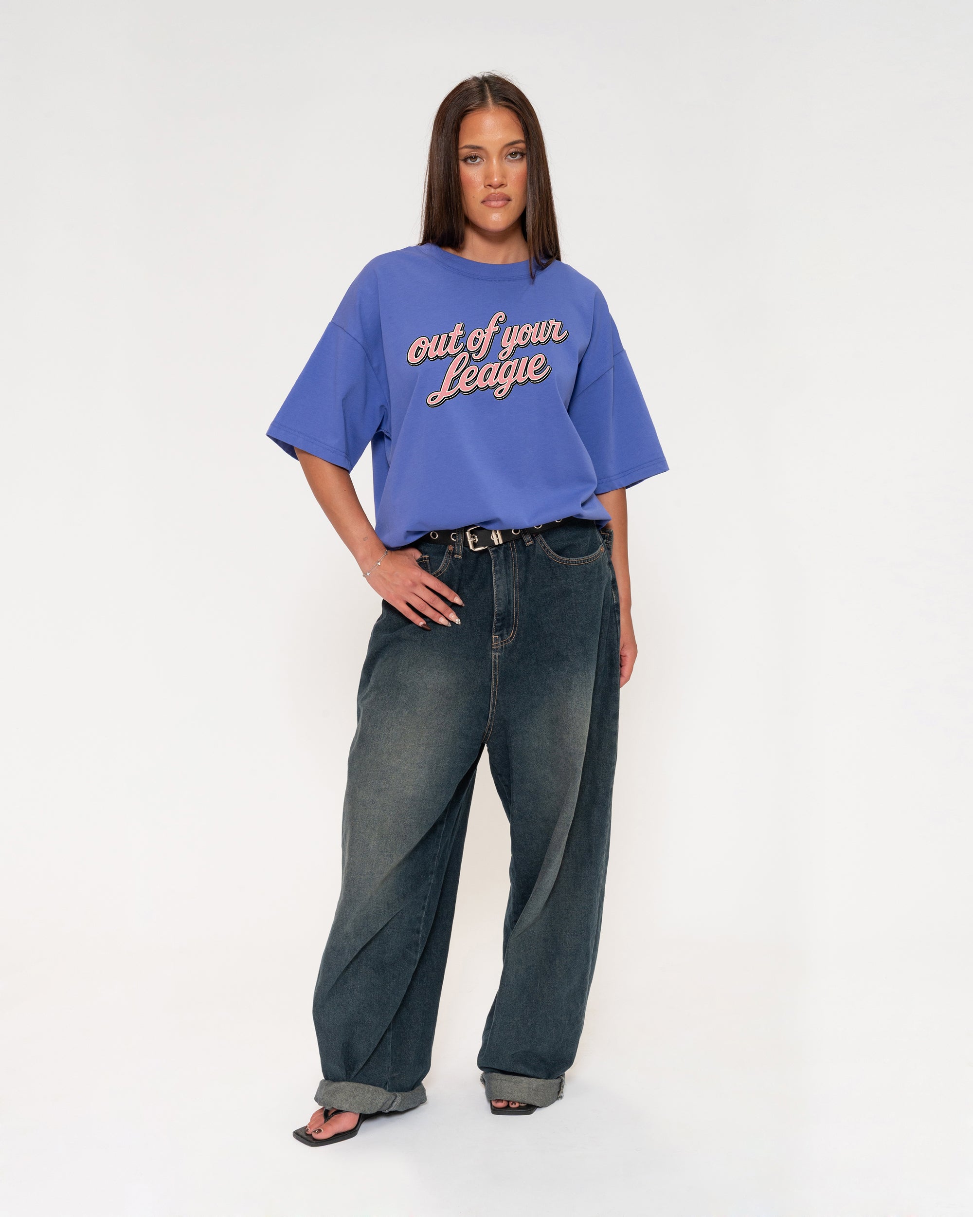 Out of Your League Purple Boxy Crop Tee