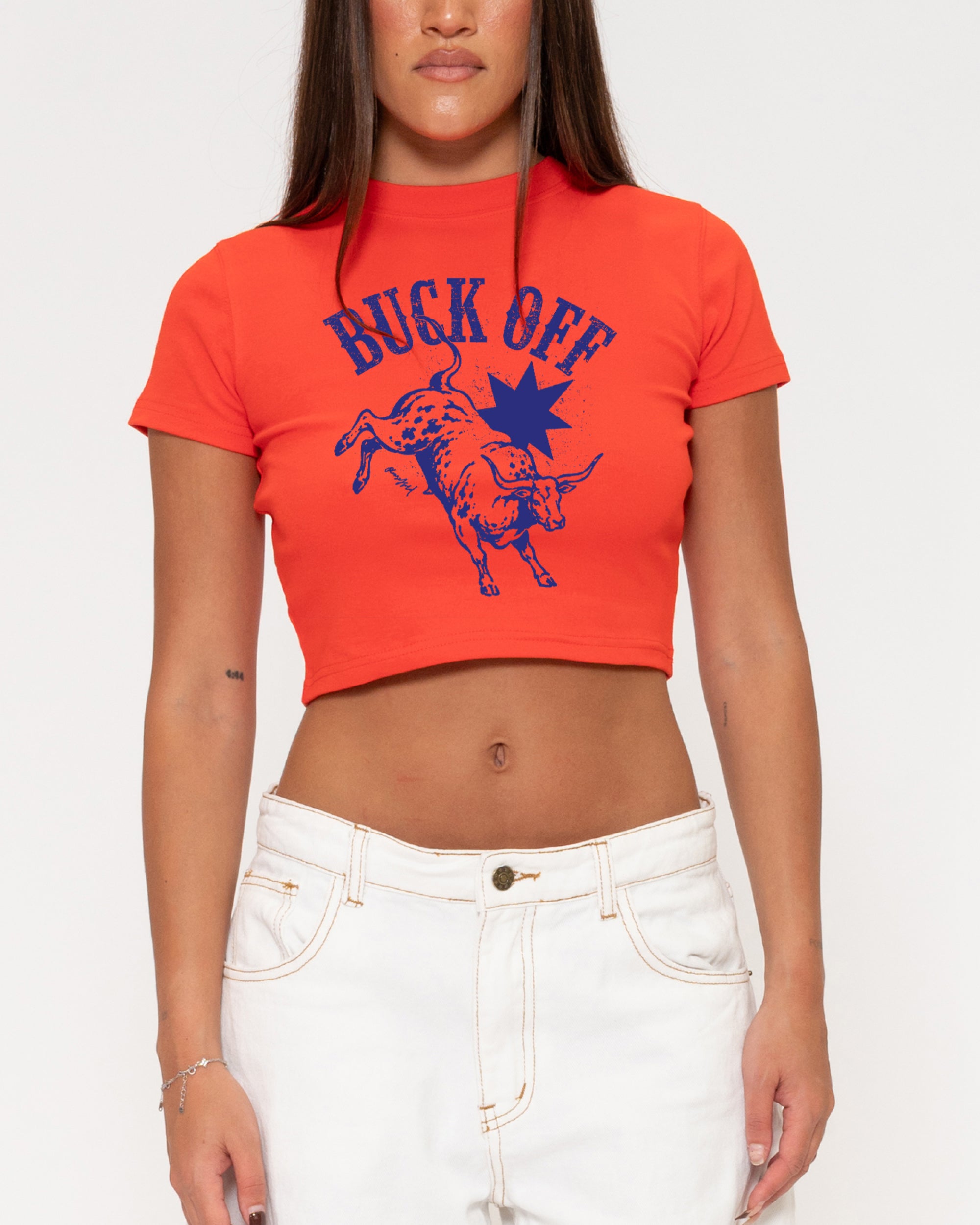 Buck Off Red Baby Tee
