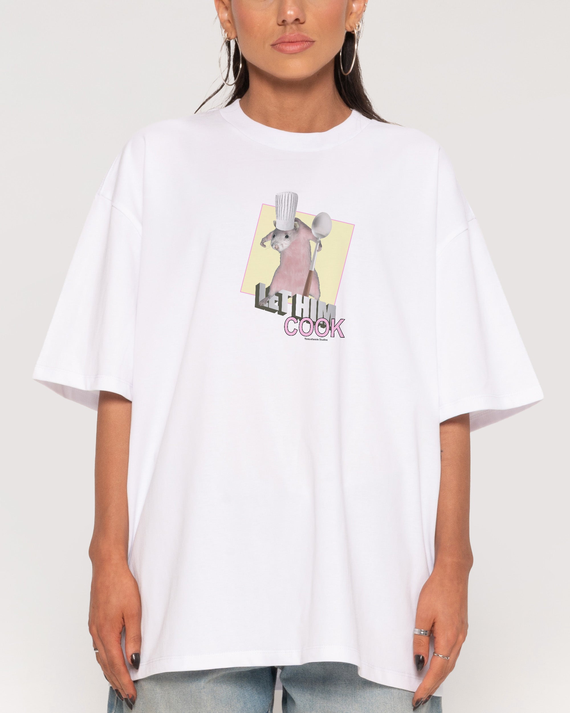 Let Him Cook White Oversized Tee