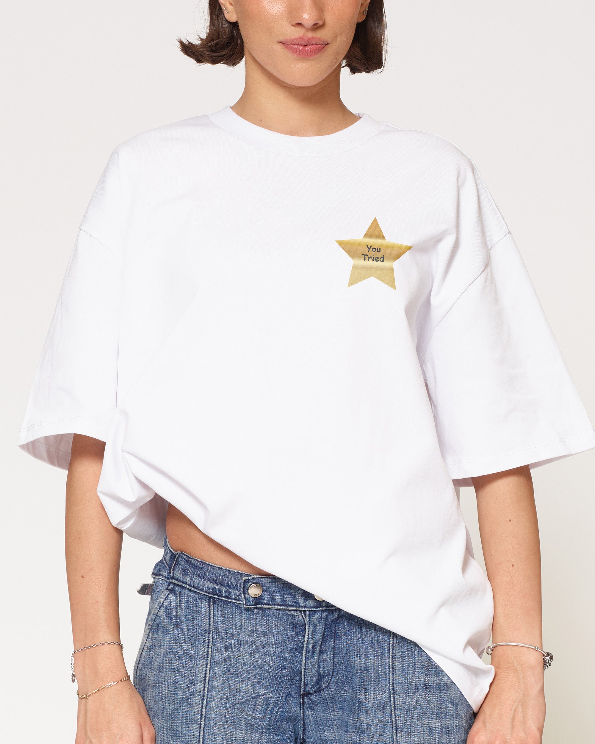 You Tried White Oversized Tee