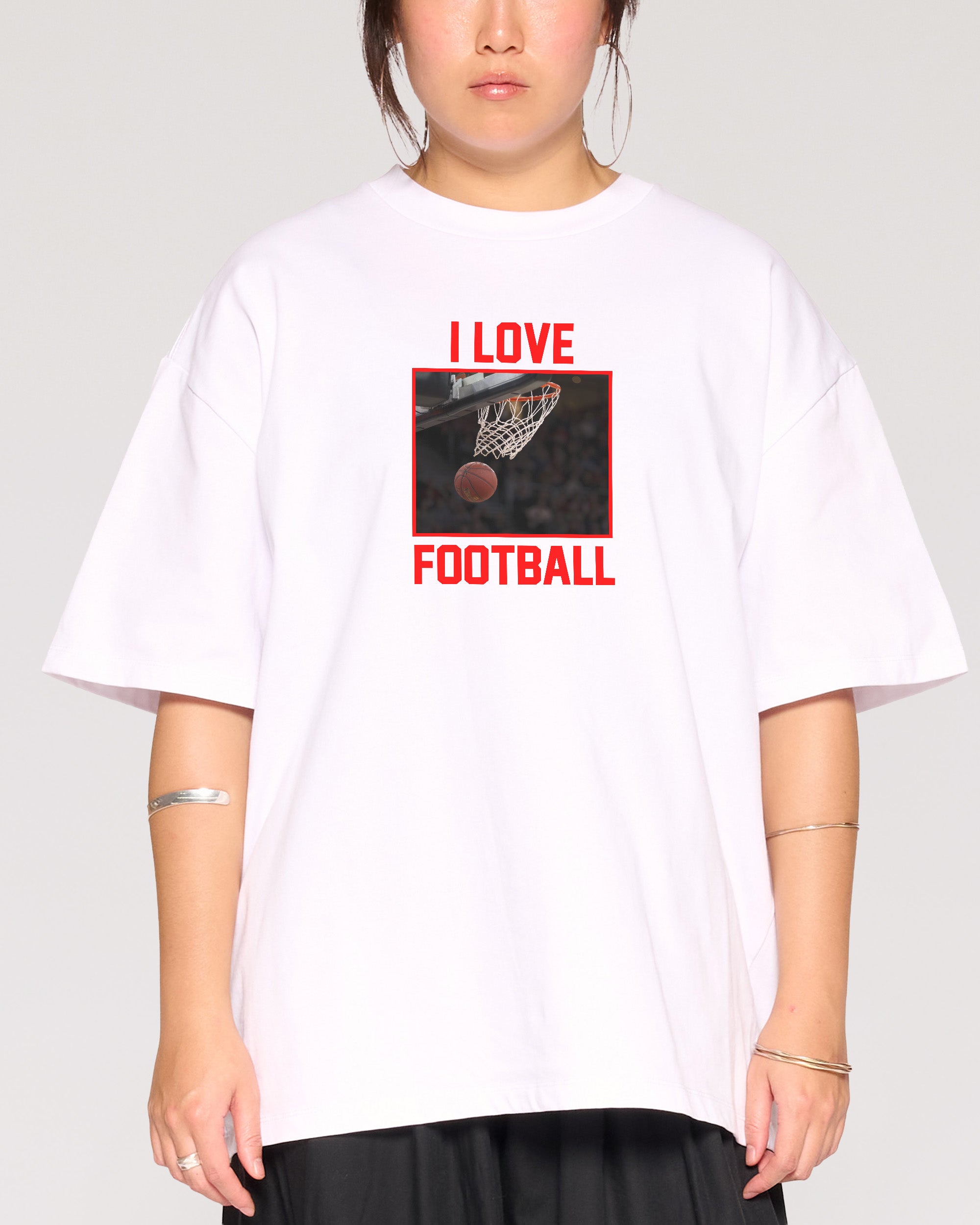 I Love Football White Oversized Tee