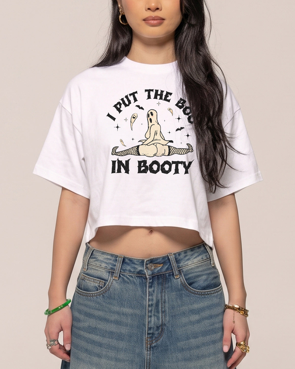 Boo in Booty White Crop Tee