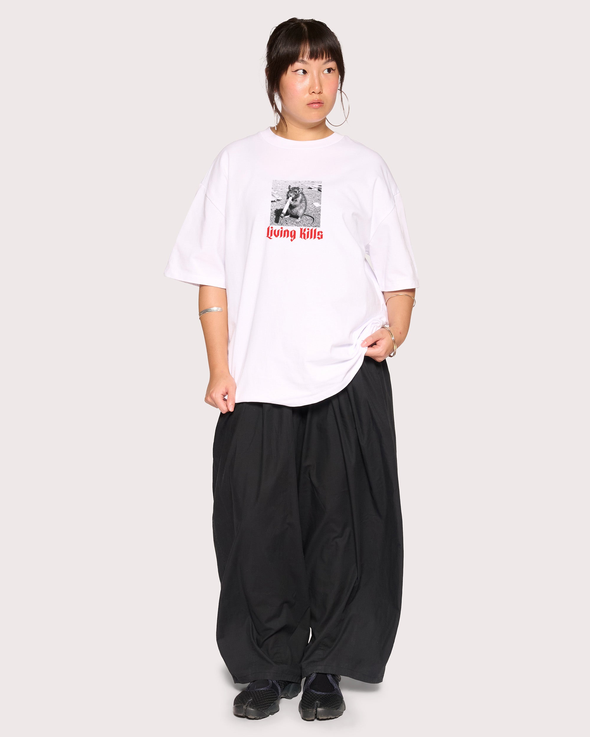 Living Kills White Oversized Tee