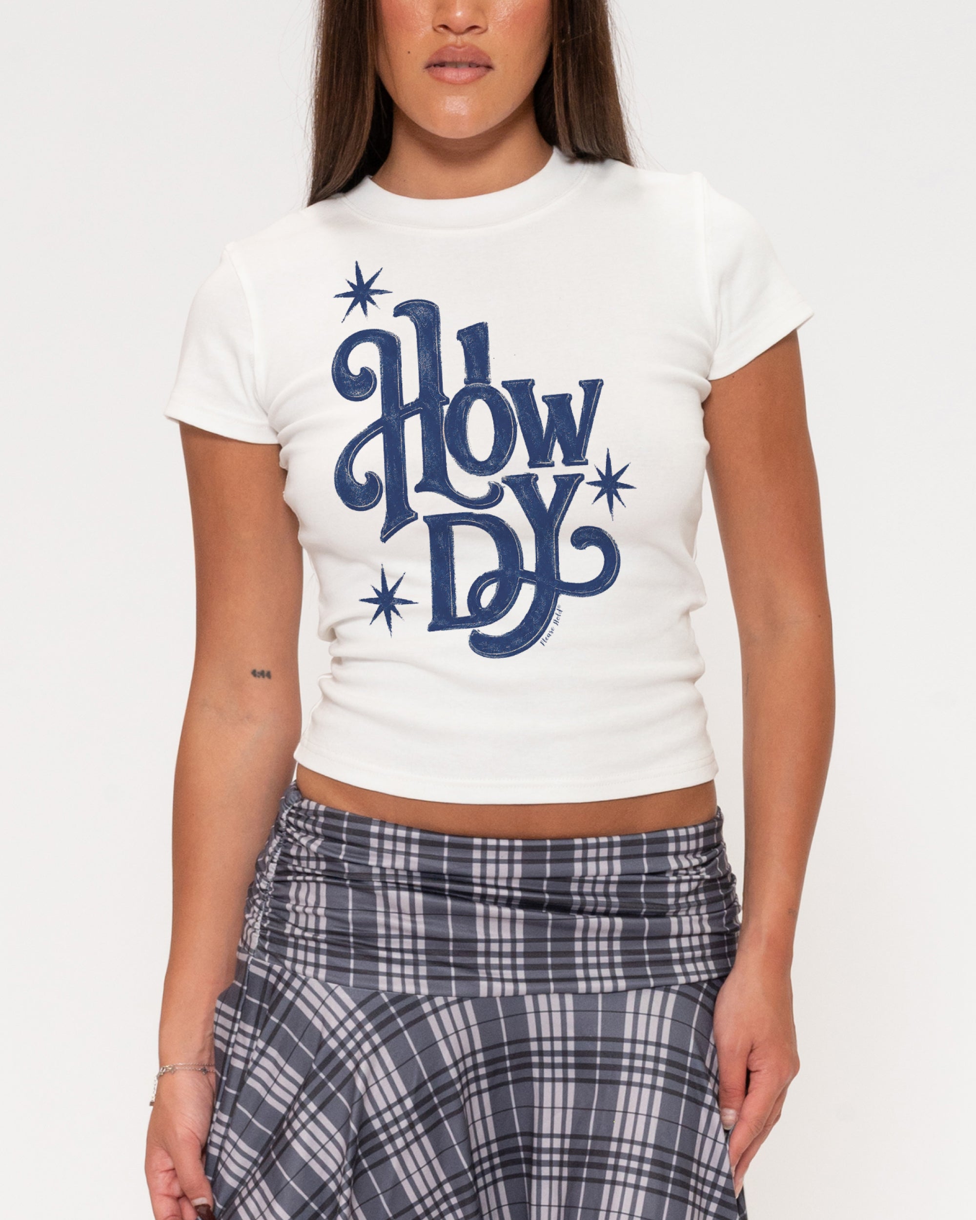 Howdy White Longline Baby Tee