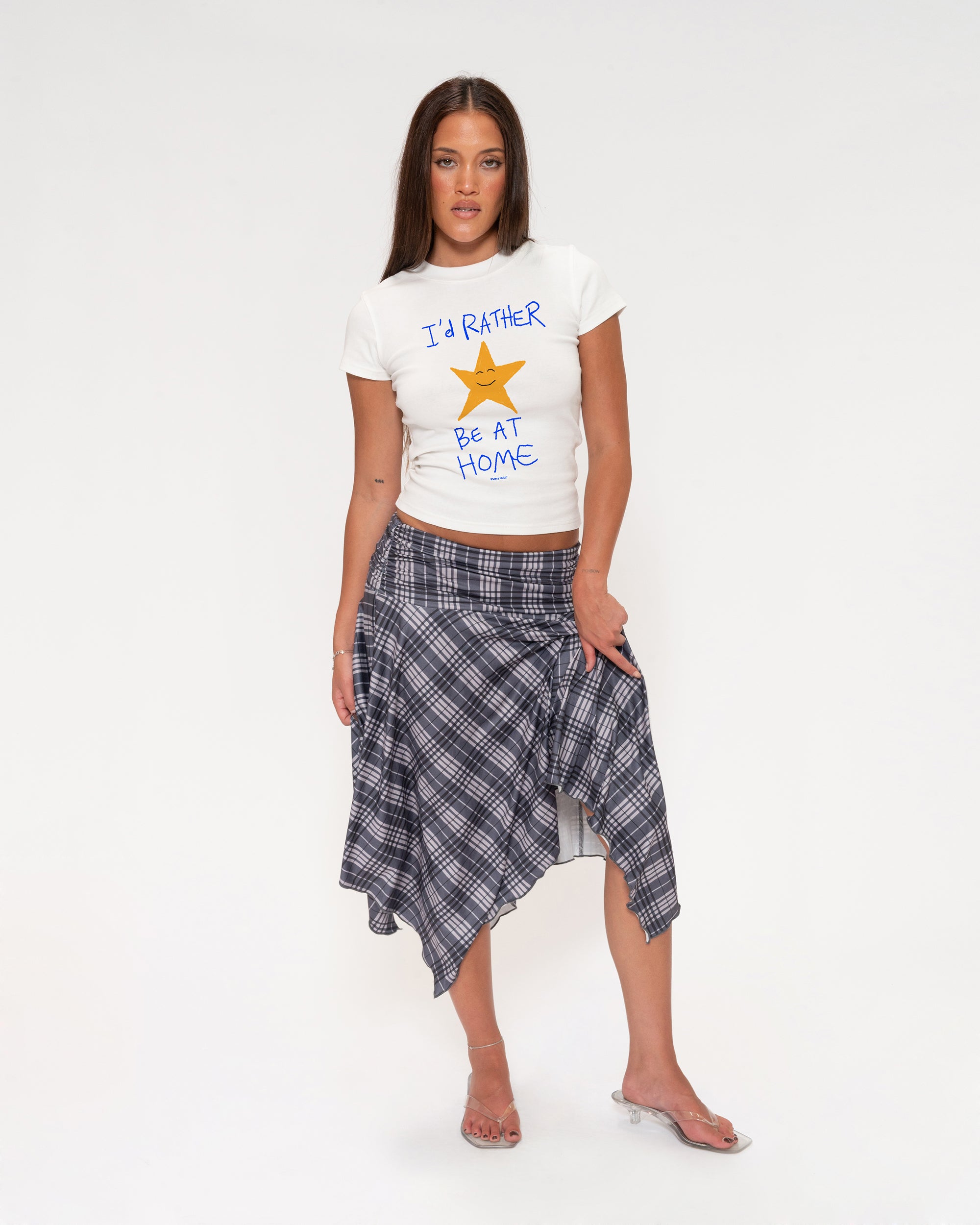 I'd Rather Be At Home White Longline Baby Tee