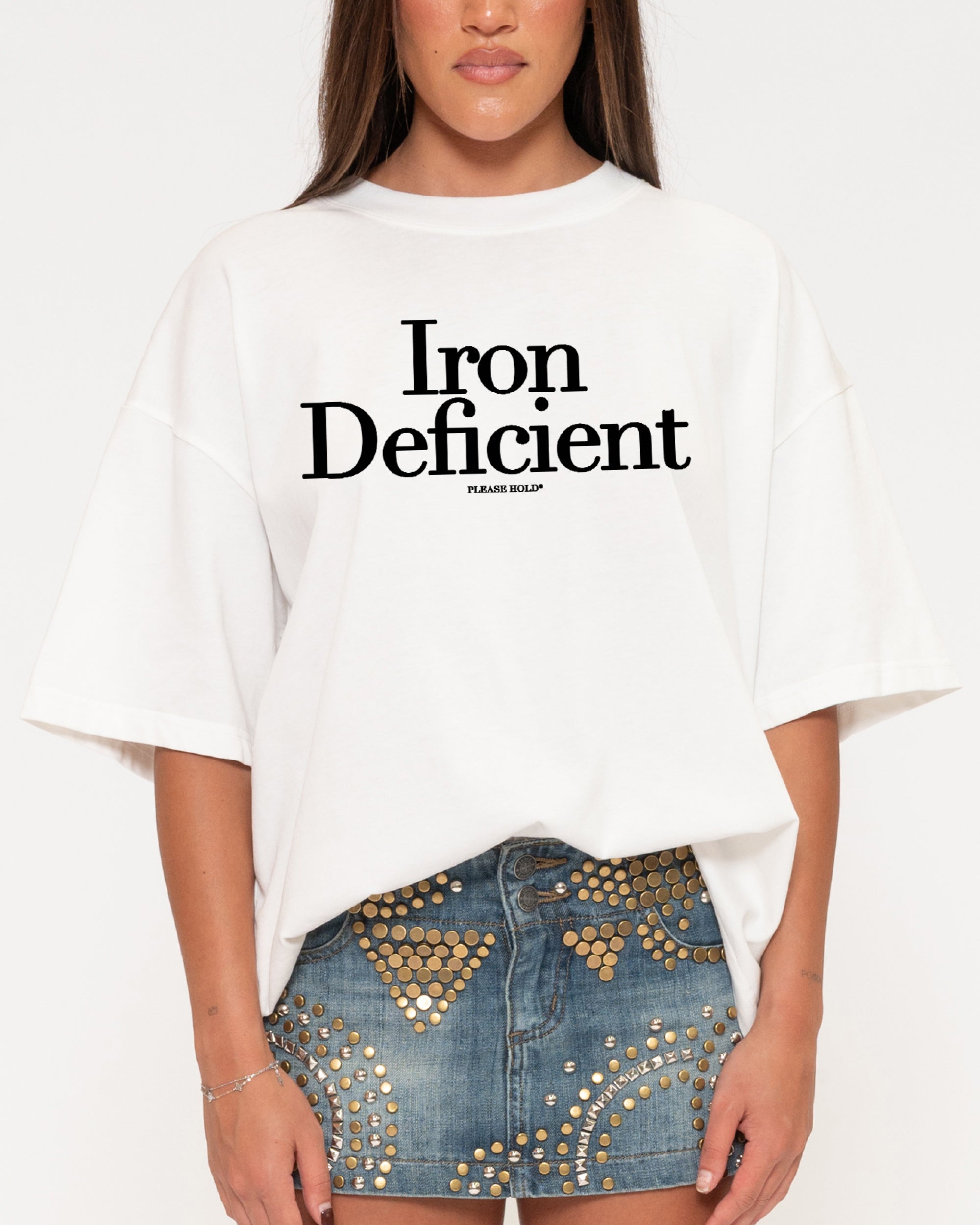 Iron Deficient White Boxy Crop Tee