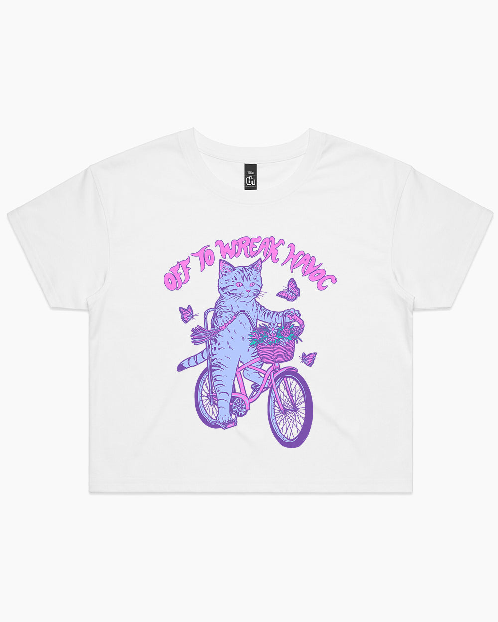 Off to Wreak Havoc Crop Tee Australia Online #colour_white