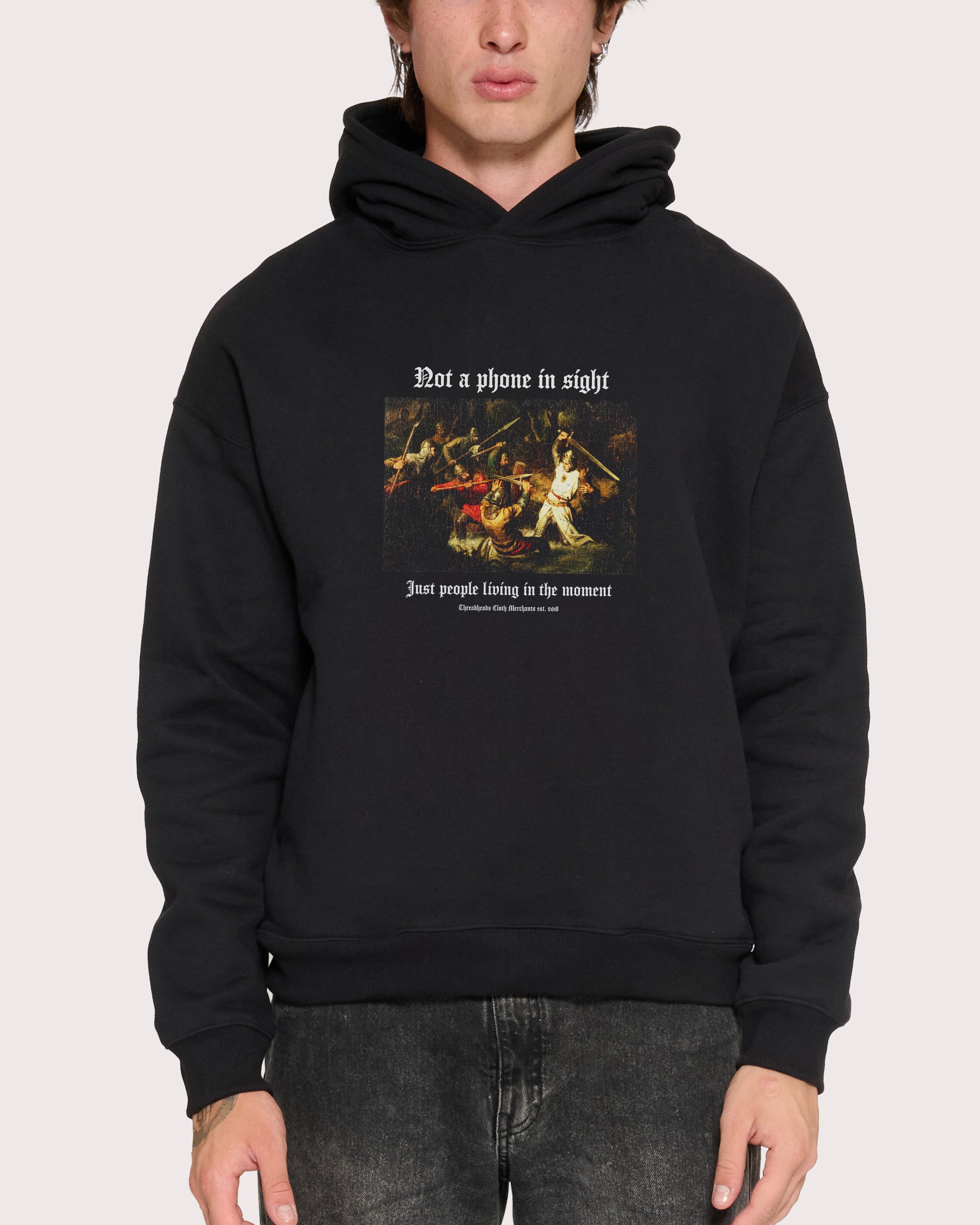 Not a Phone in Sight Black Hoodie