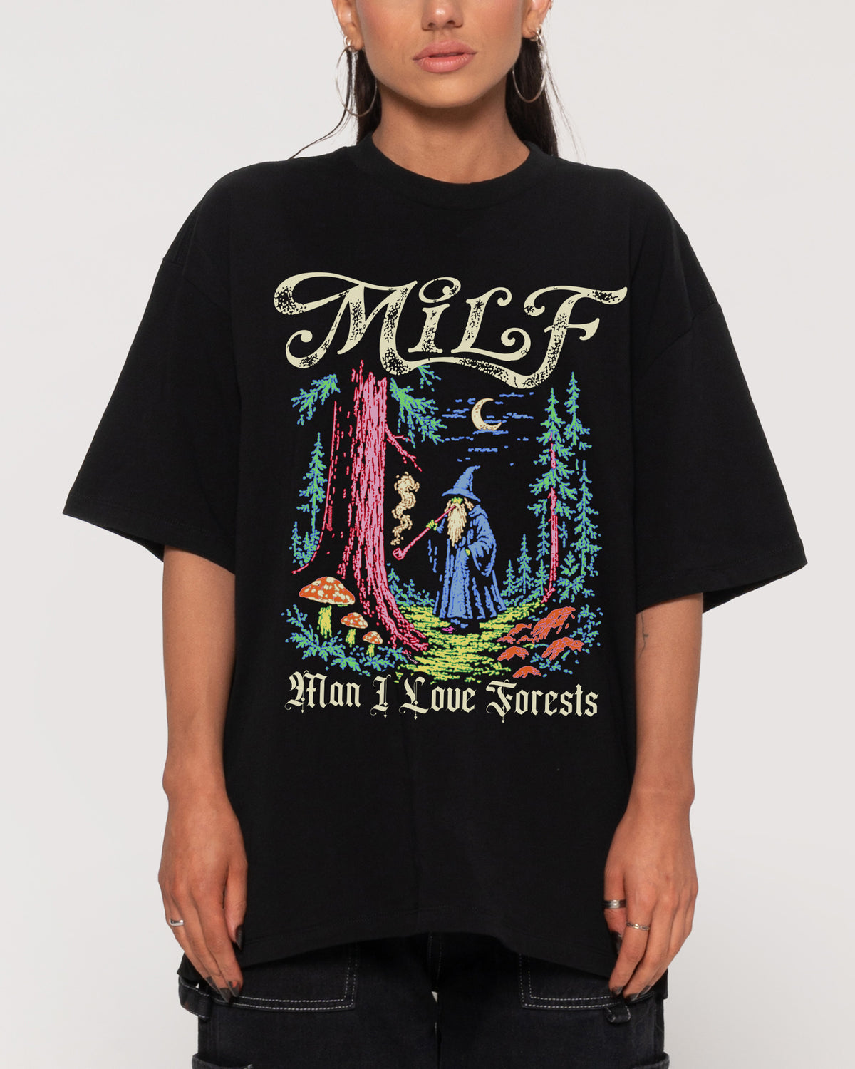 Man I Love Forests Black Oversized Tee