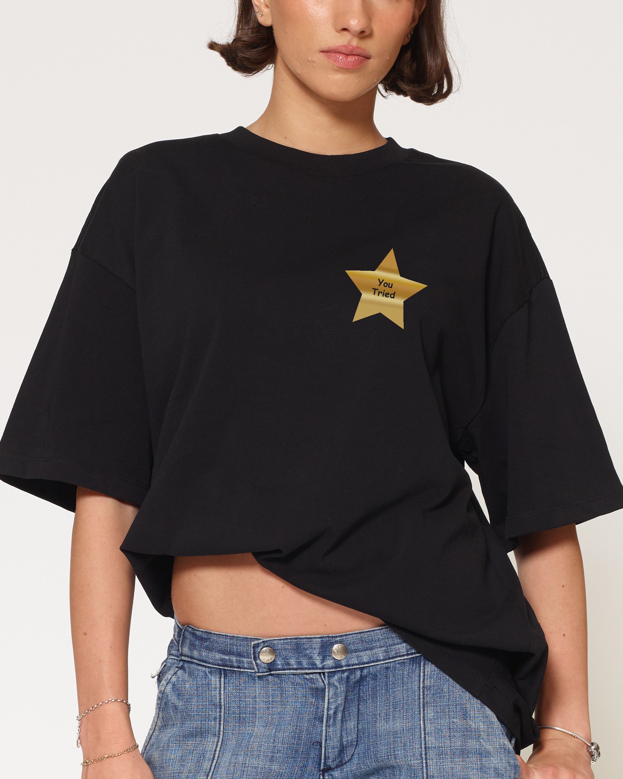 You Tried Black Oversized Tee