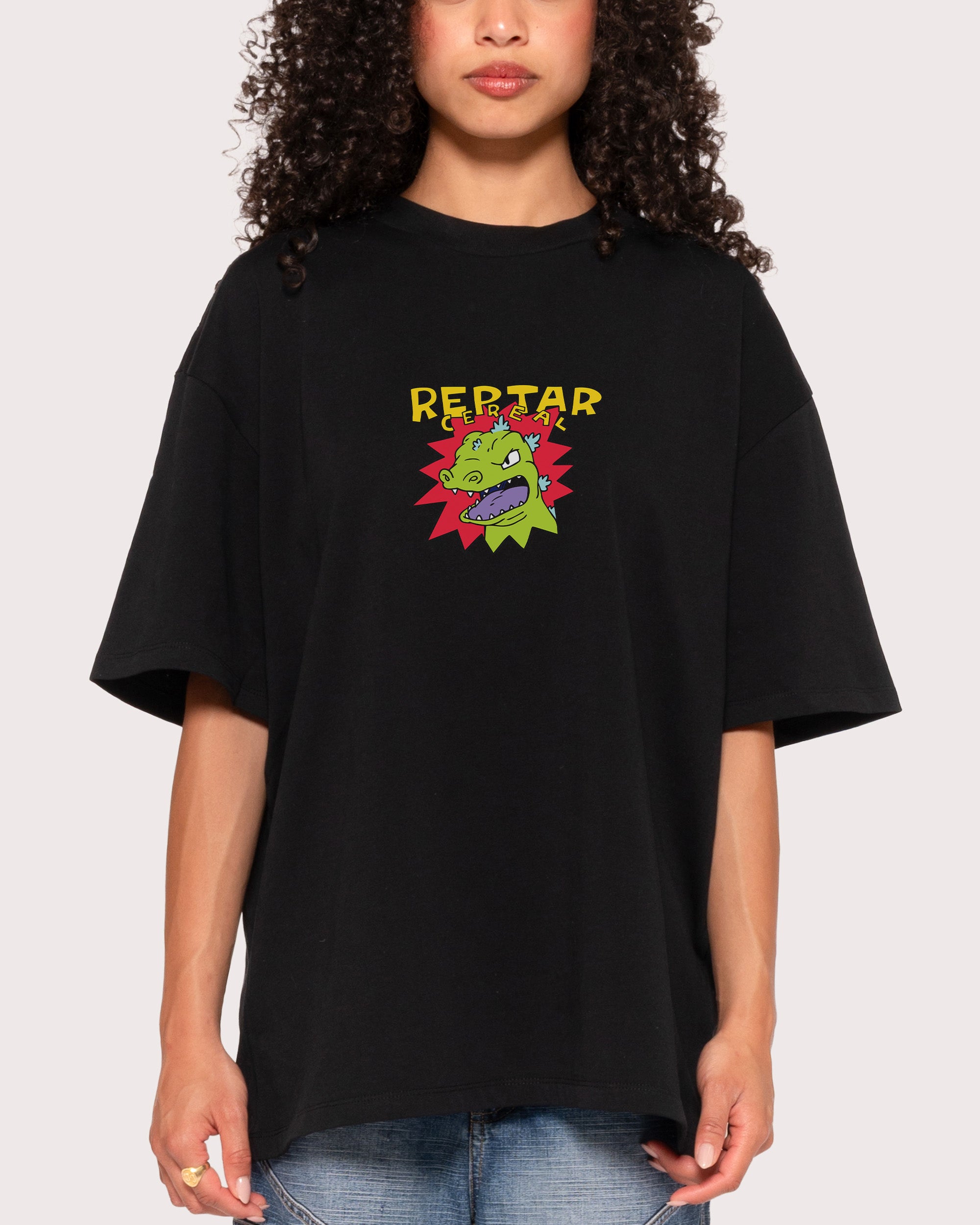 Reptar Cereal Black Oversized Tee