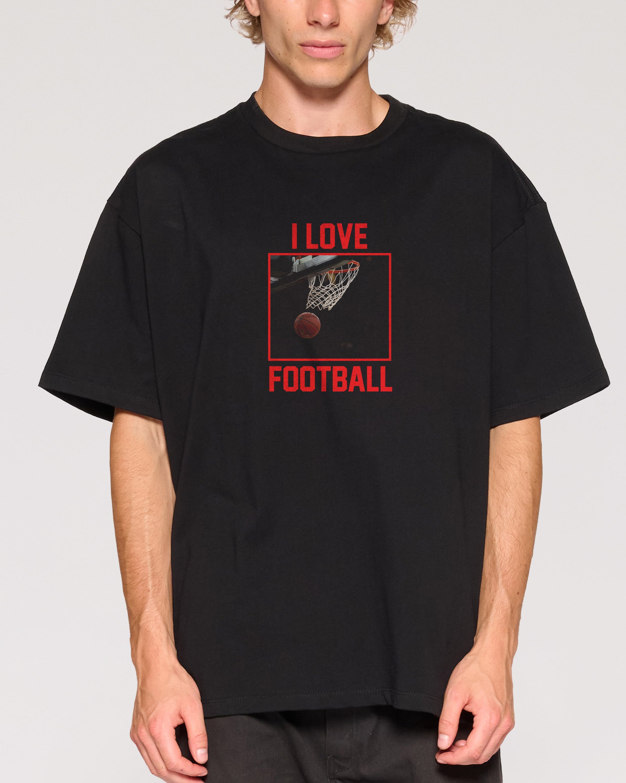 I Love Football Black Oversized Tee