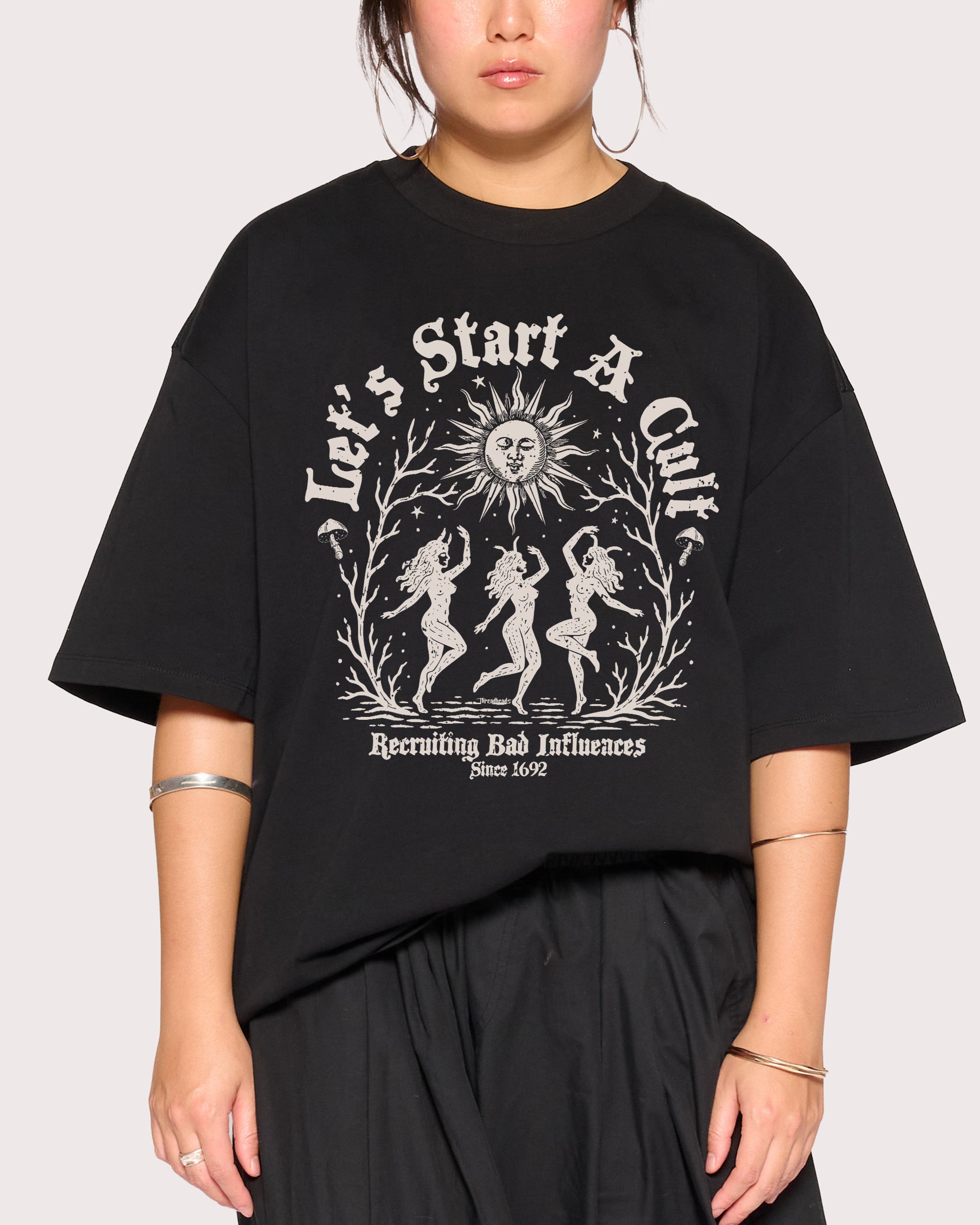 Let's Start a Cult Black Oversized Tee