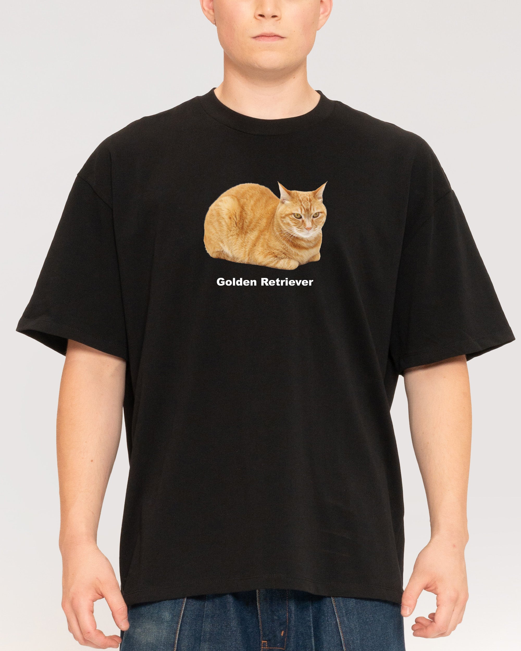 Golden Retriever Black Oversized Tee