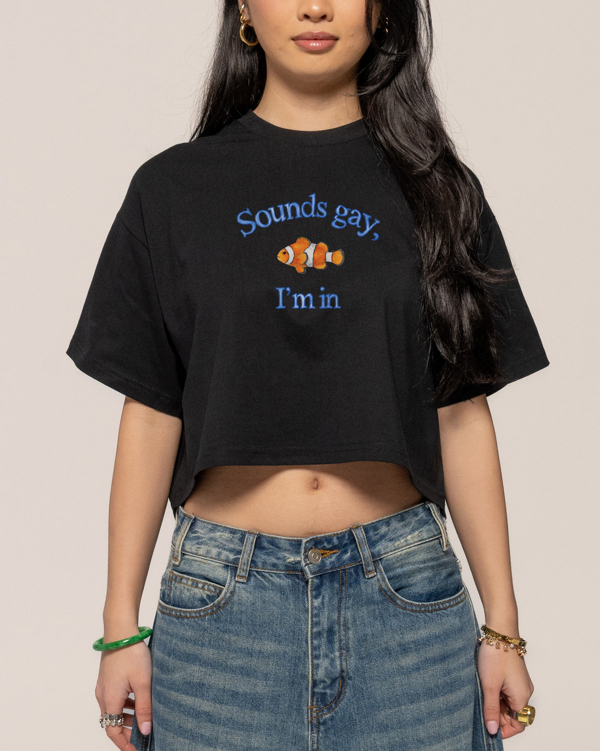 Sounds Gay, I'm In Black Crop Tee