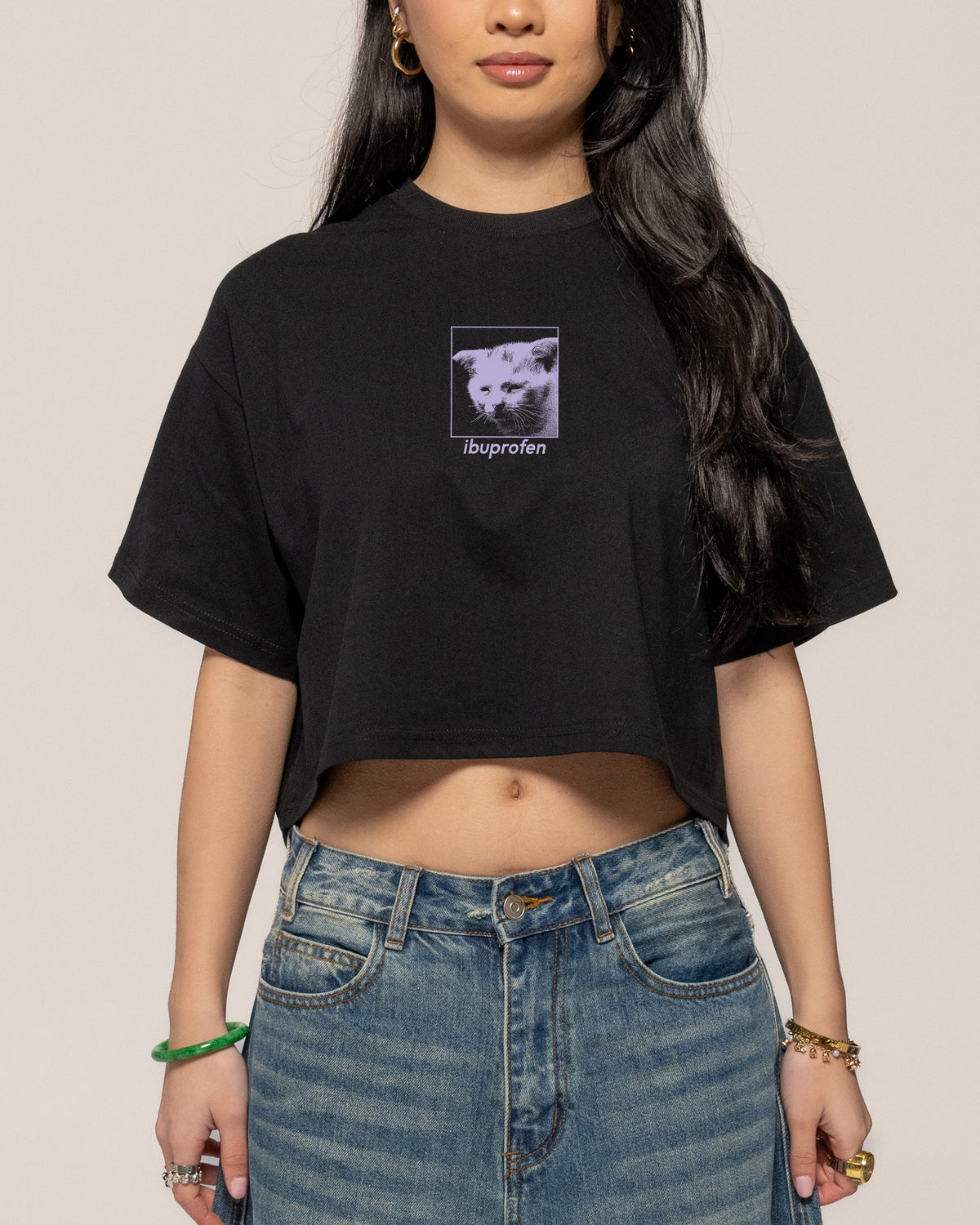 Ibuprofen Black Crop Tee