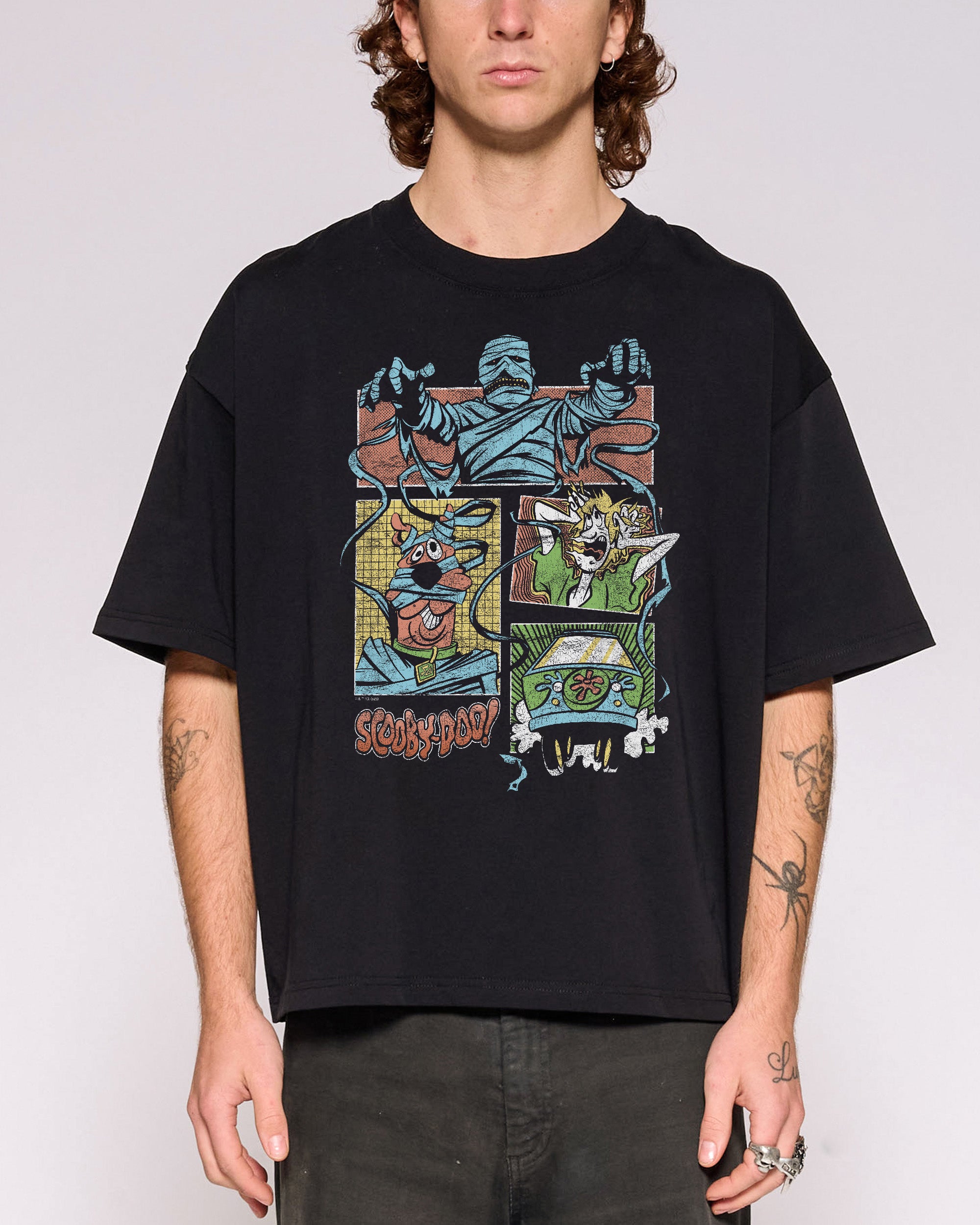 Ruh-Roh Black Oversized Crop Tee