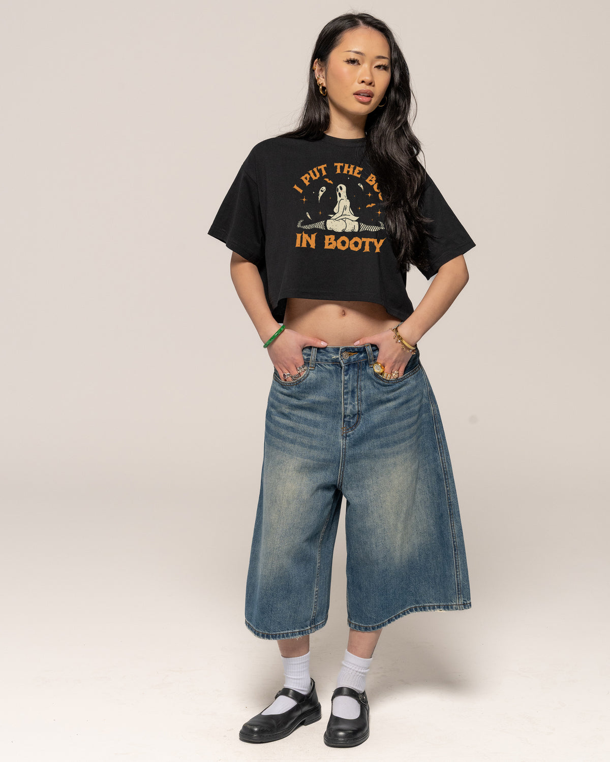 Boo in Booty Black Crop Tee