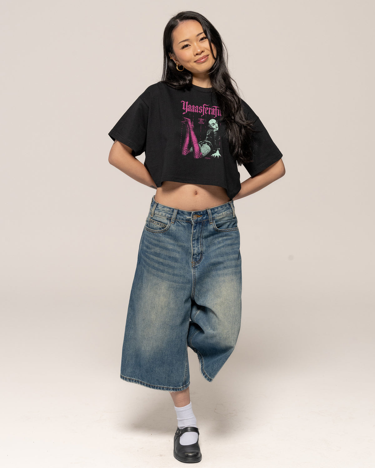 Yaassferatu Black Crop Tee