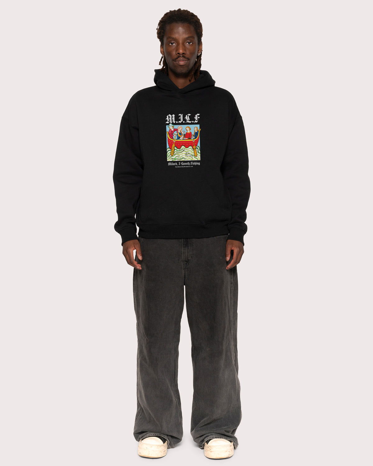 Milord, I Love Fishing Black Hoodie