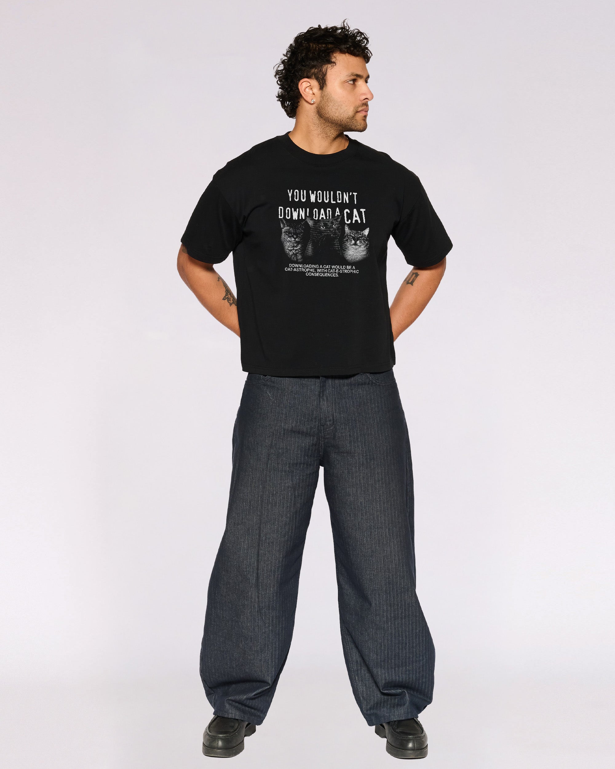 You Wouldn’t Download a Cat Oversized Crop Tee