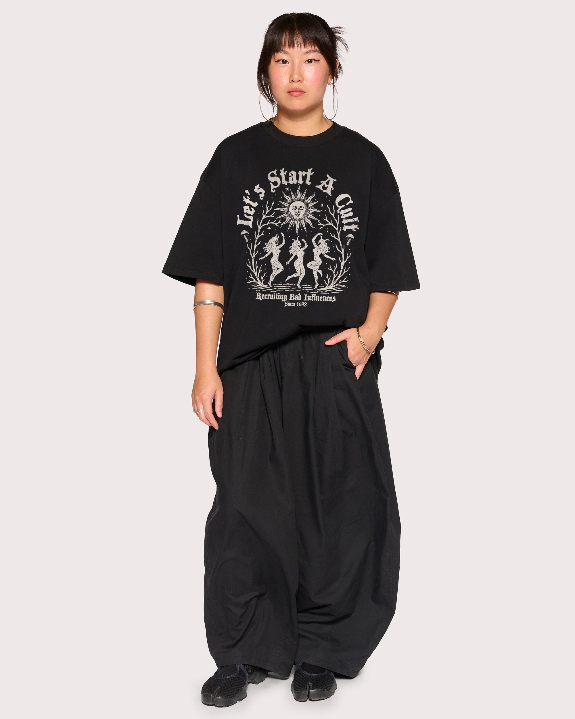 Let's Start a Cult Black Oversized Tee