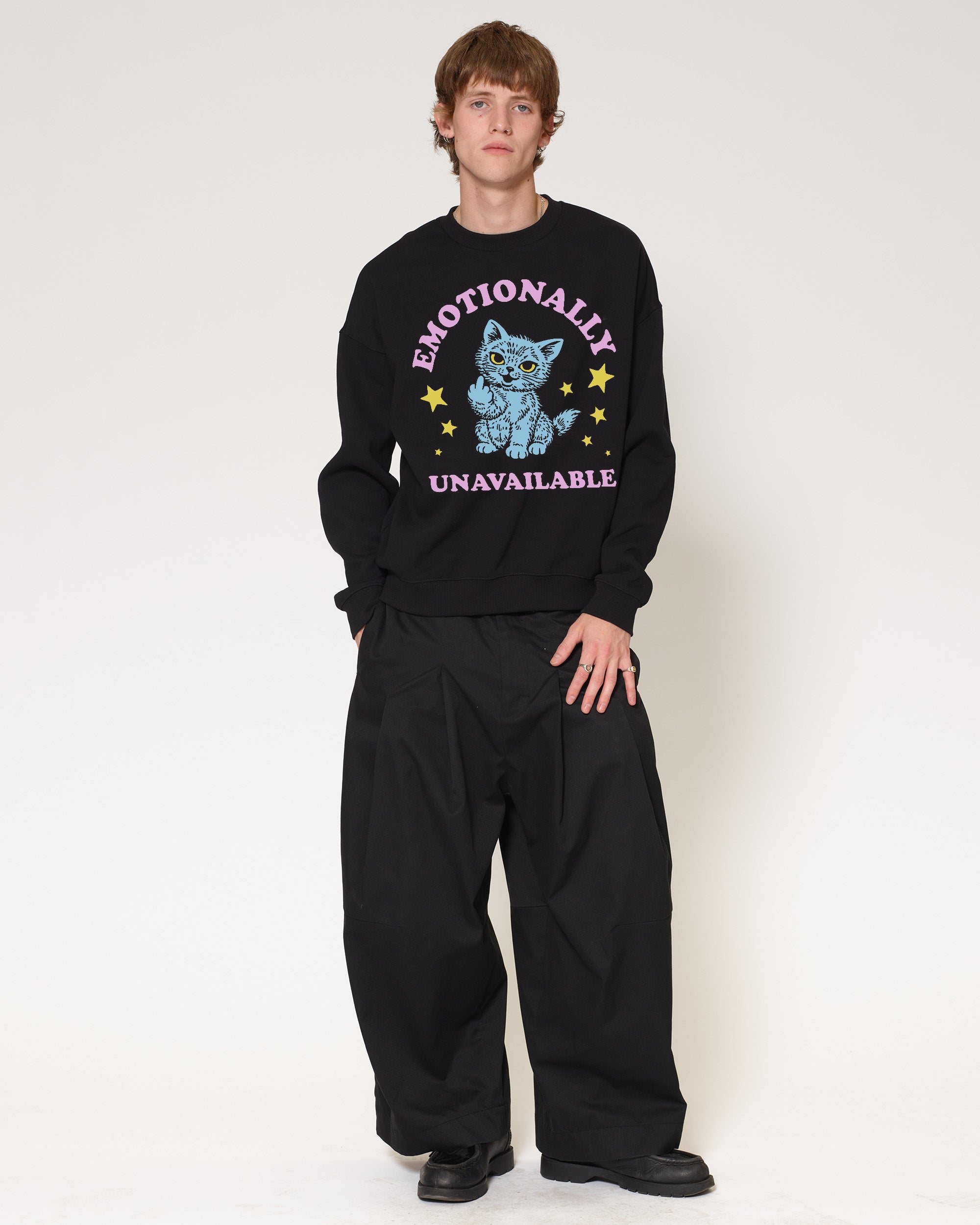 Emotionally Unavailable Cat Black Sweatshirt