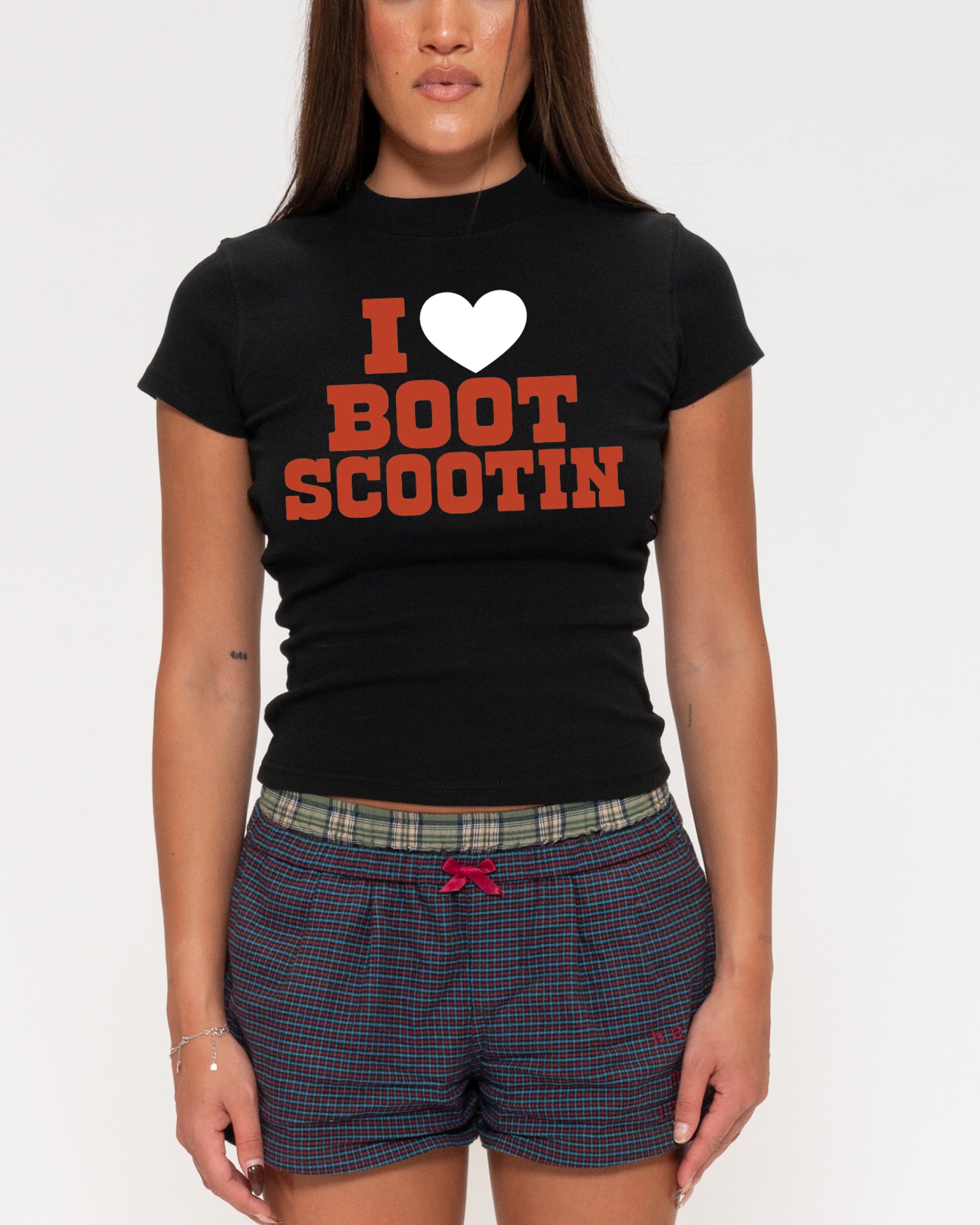 I Love Boot Scootin Black Longline Baby Tee