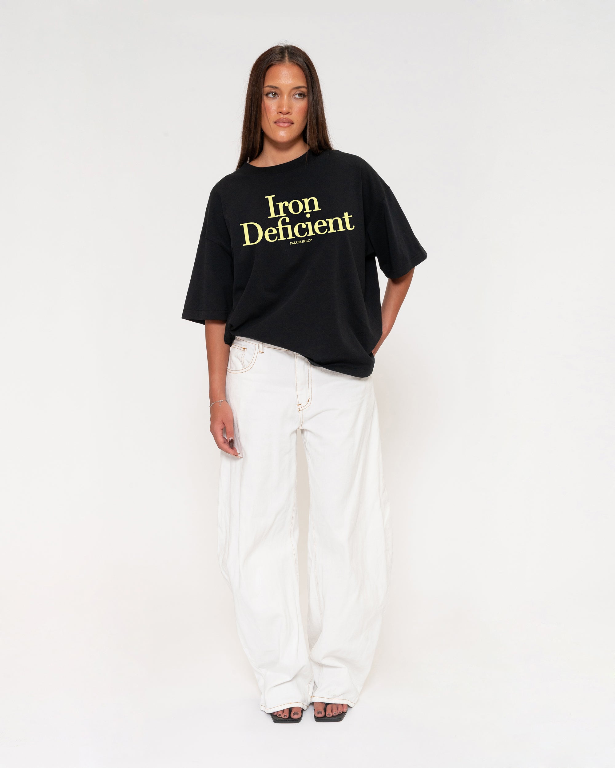 Iron Deficient Black Boxy Crop Tee