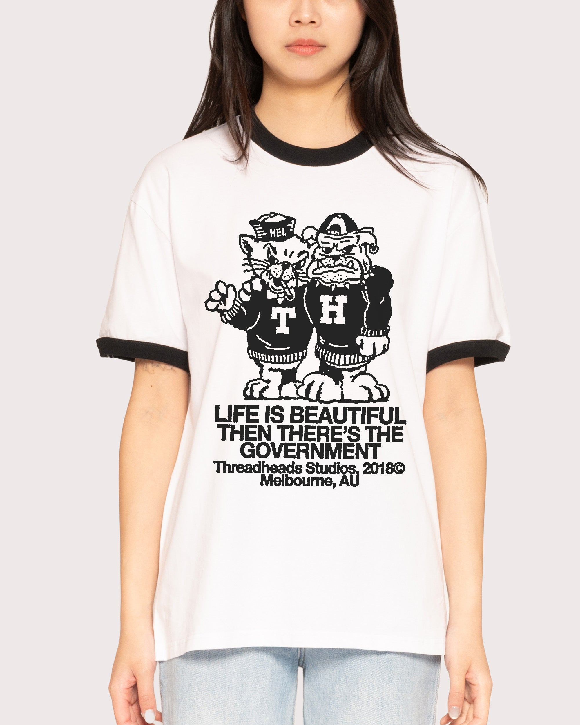 Life is Beautiful Black Ringer T-Shirt