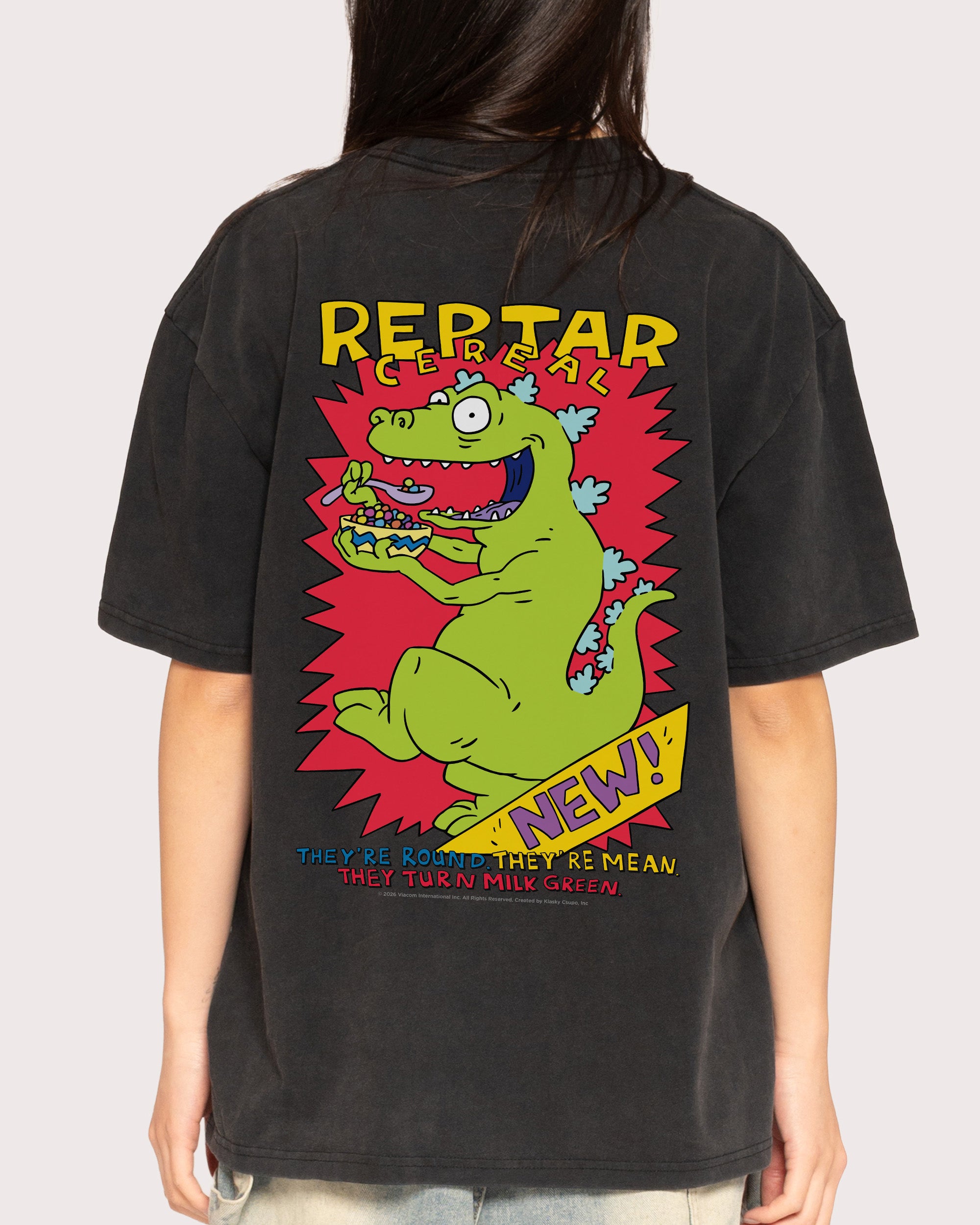 Reptar Cereal Black Stone Oversized Tee