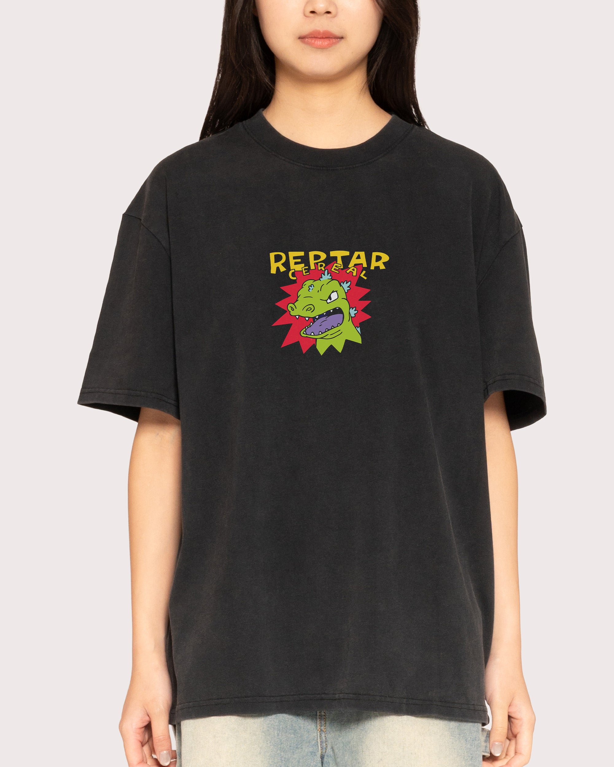 Reptar Cereal Black Stone Oversized Tee