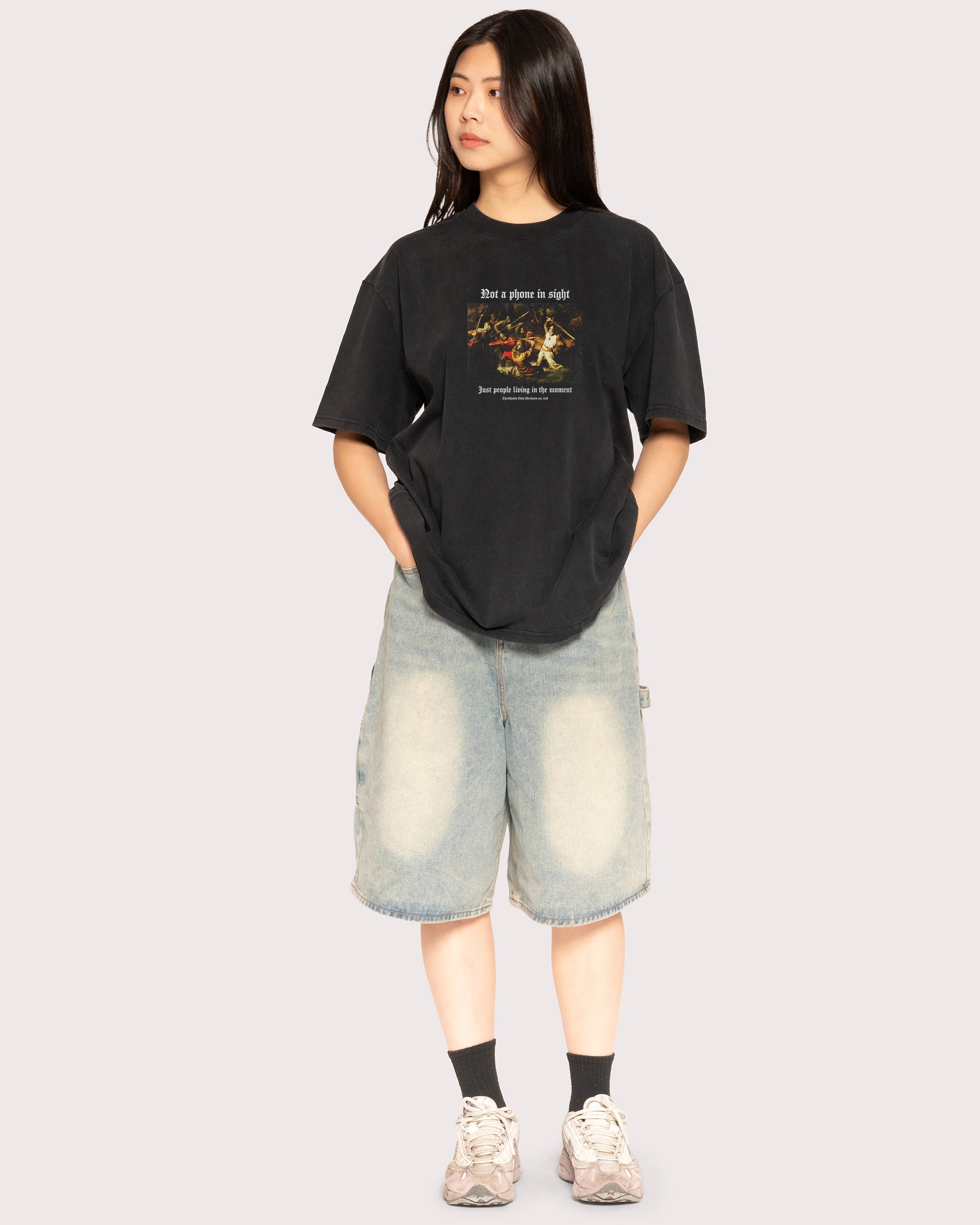 Not a Phone in Sight Black Stone Oversized Tee