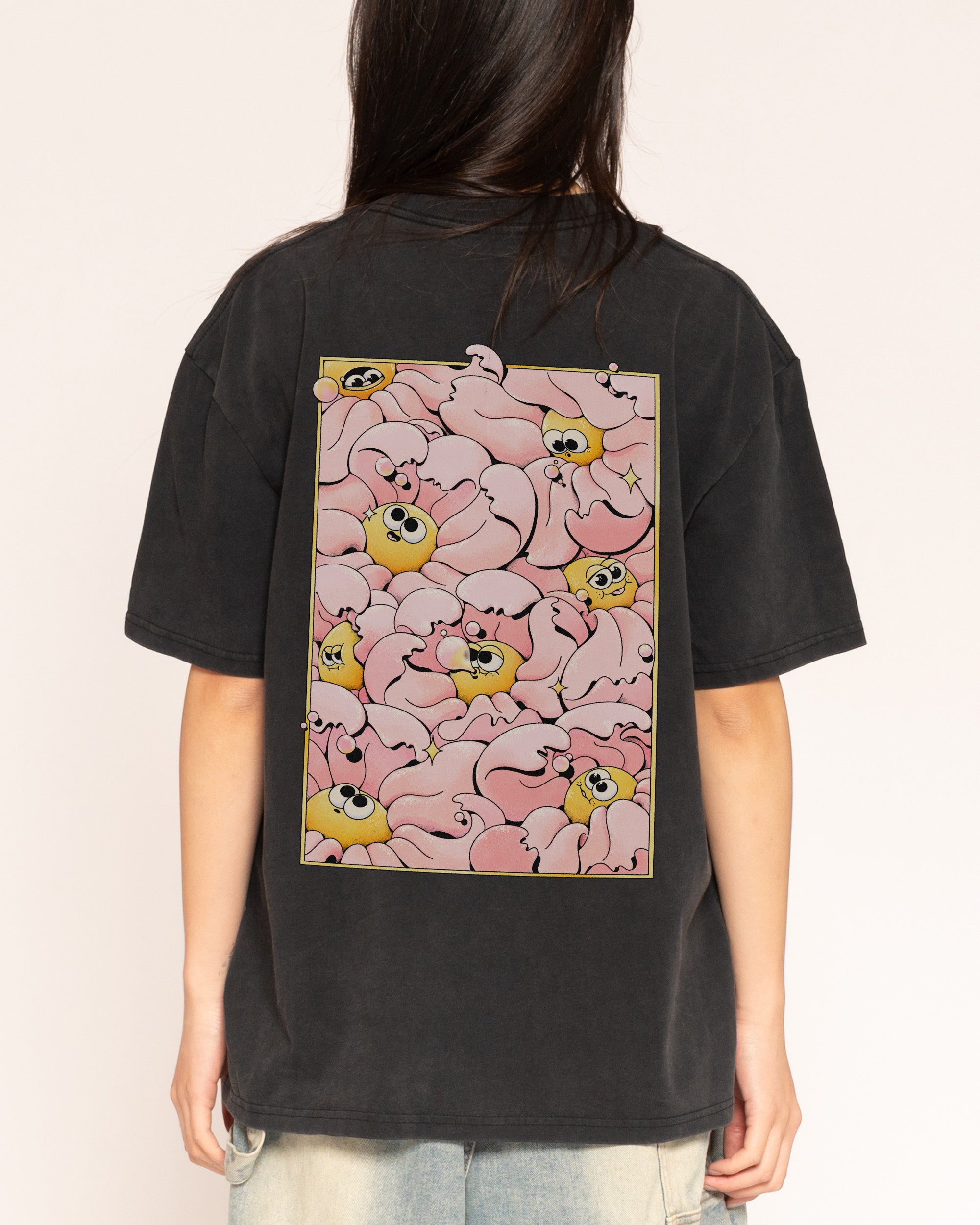 Bubble Blossom Black Oversized Tee