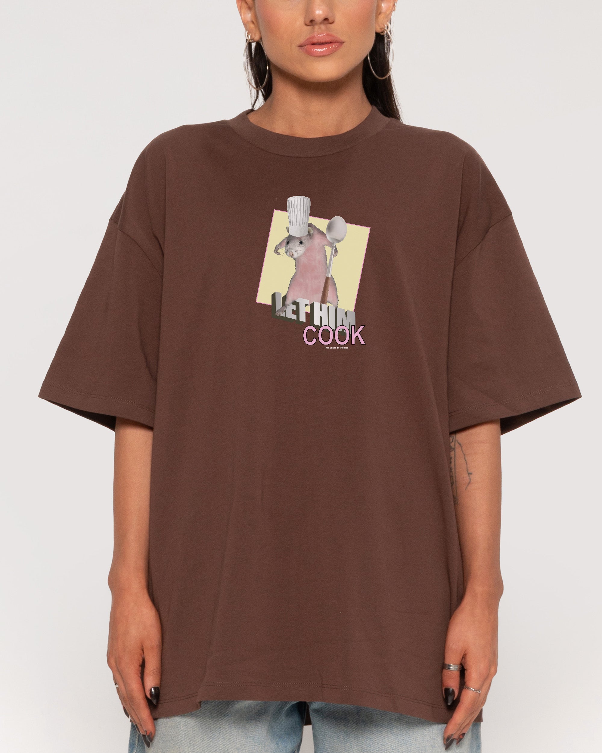 Let Him Cook Brown Oversized Tee